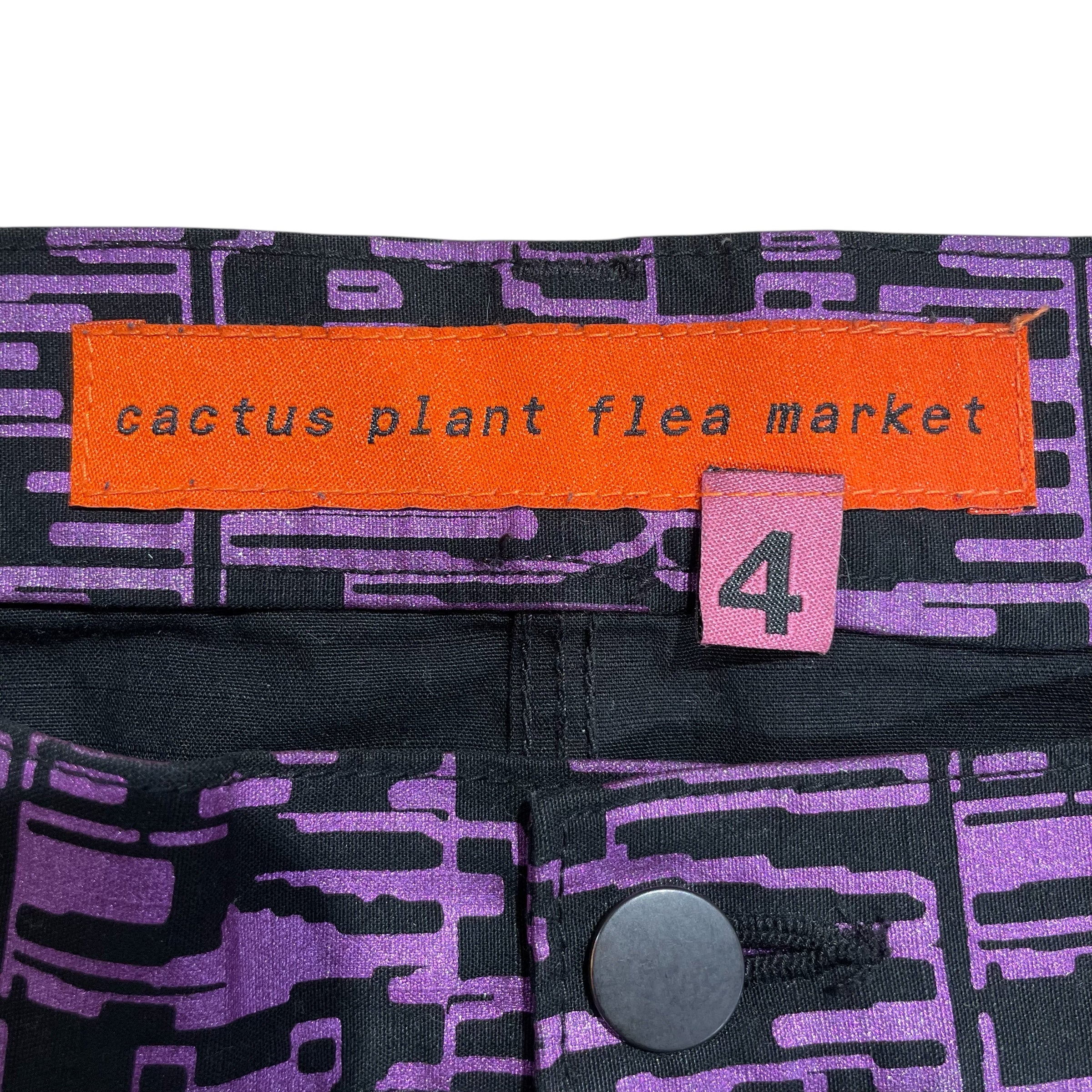 CACTUS PLANT FLEA MARKET/Straight Pants/4/Cotton/BLK/All Over Print/PURPLE TEXT view 3