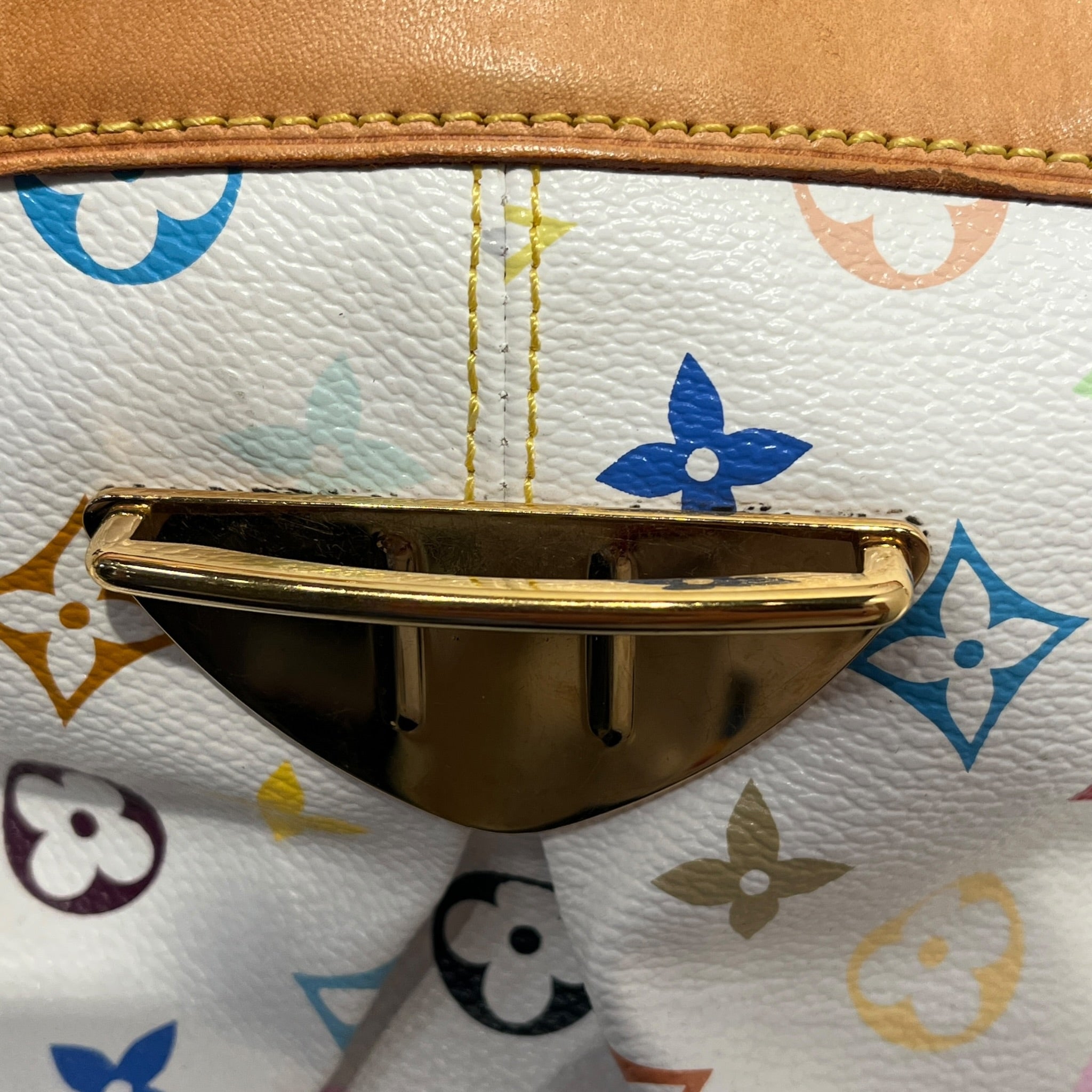 LOUIS VUITTON/Hand Bag/Leather/WHT/Multicolore Ursula/Gold detail view 8