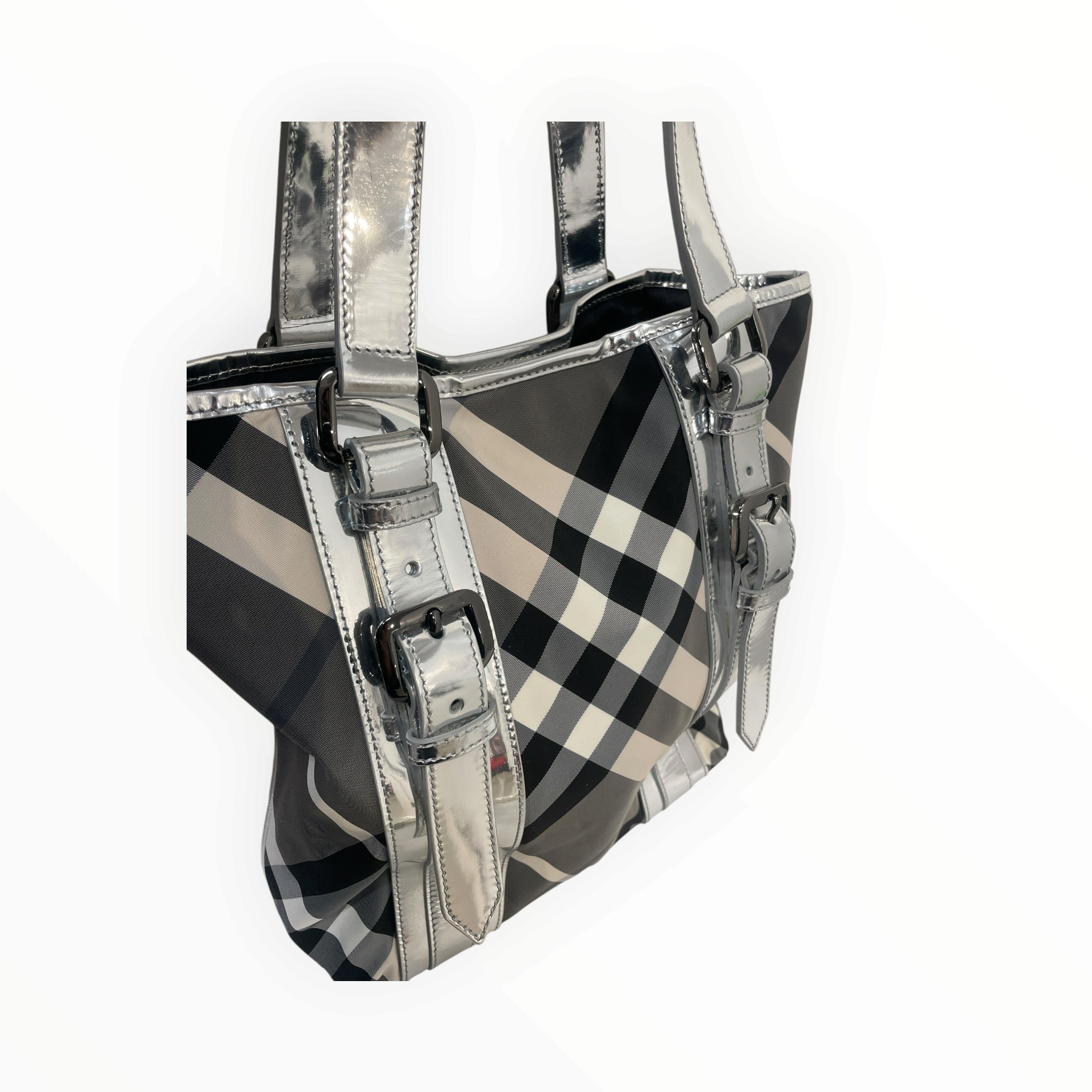 BURBERRY/Tote Bag/Plaid/Cotton/SLV/beat check tote view 5