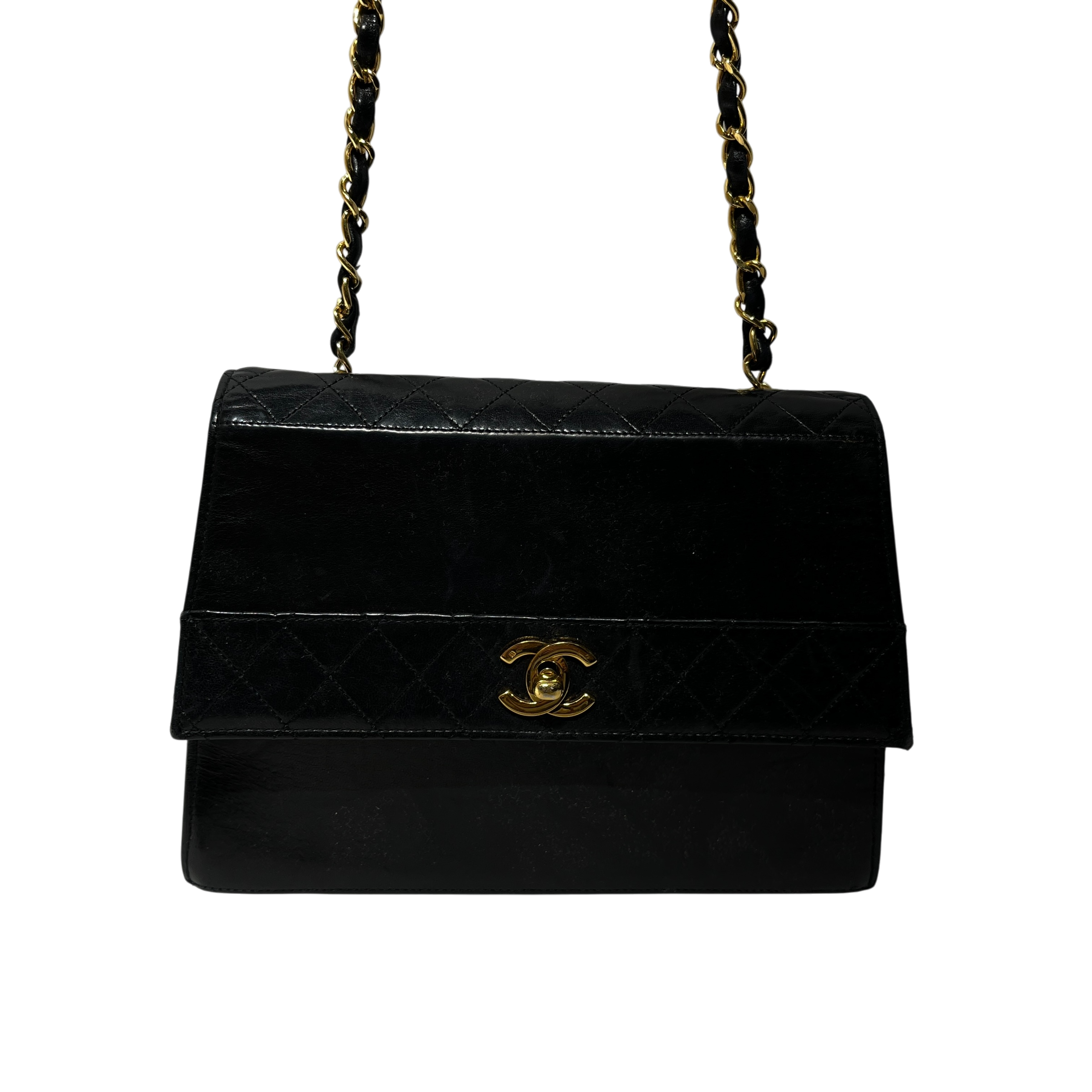 CHANEL/Cross Body Bag/Leather/BLK/Quilted Flap Bag view 2