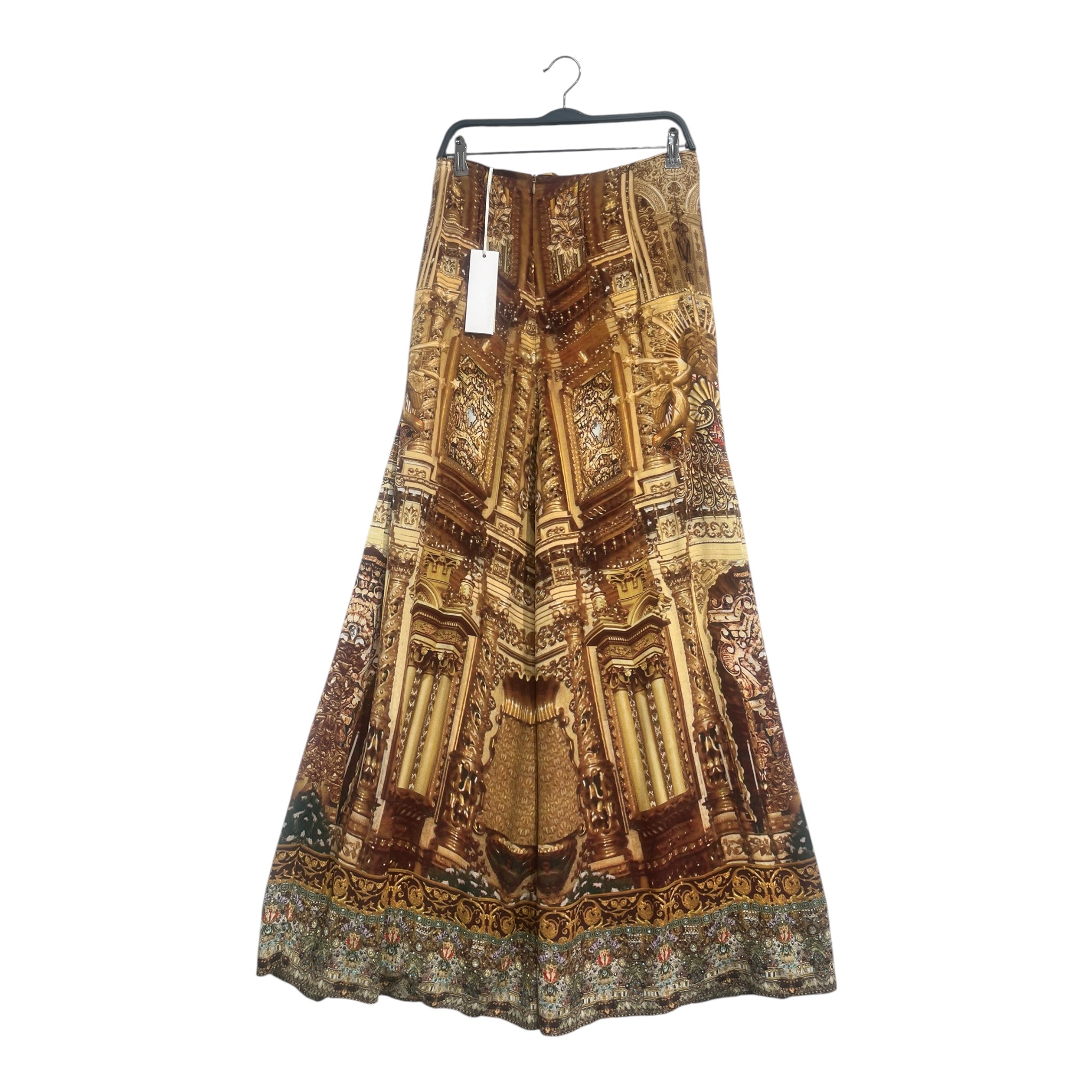 Camilla/Bottoms/2/All Over Print/Silk/GLD/High-waisted/2 PLEATS CRYSTALS BOTTOM view 2