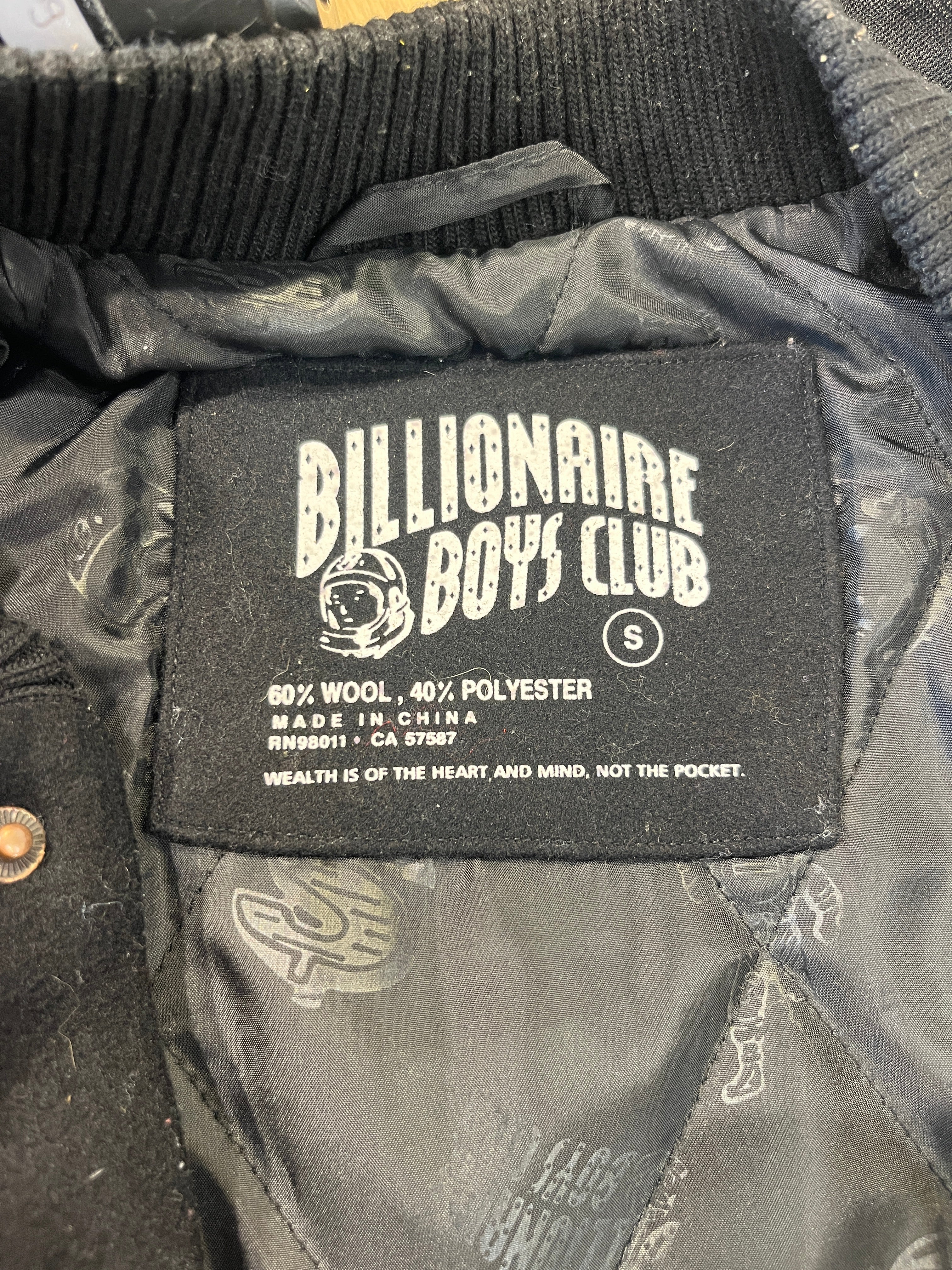 BILLIONAIRE BOYS CLUB/Jacket/S/BLK/WOOL CLUB VARSITY view 3