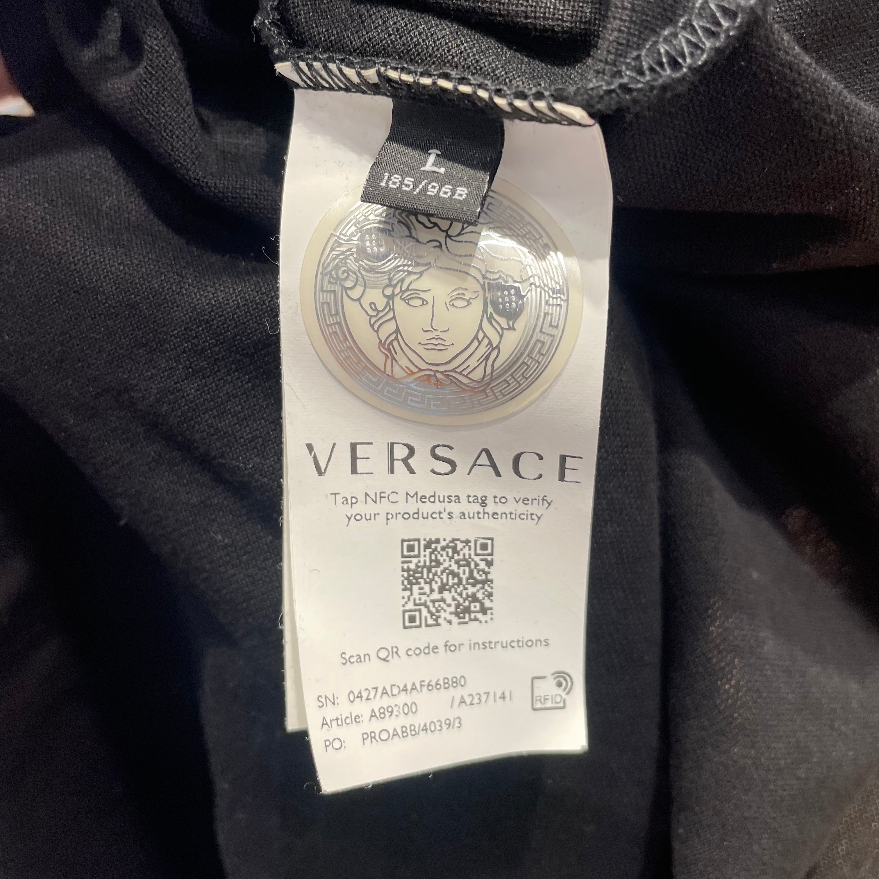 VERSACE/Polo Shirt/L/Cotton/BLK/Graphic/Gold Embroidered Medusa view 4