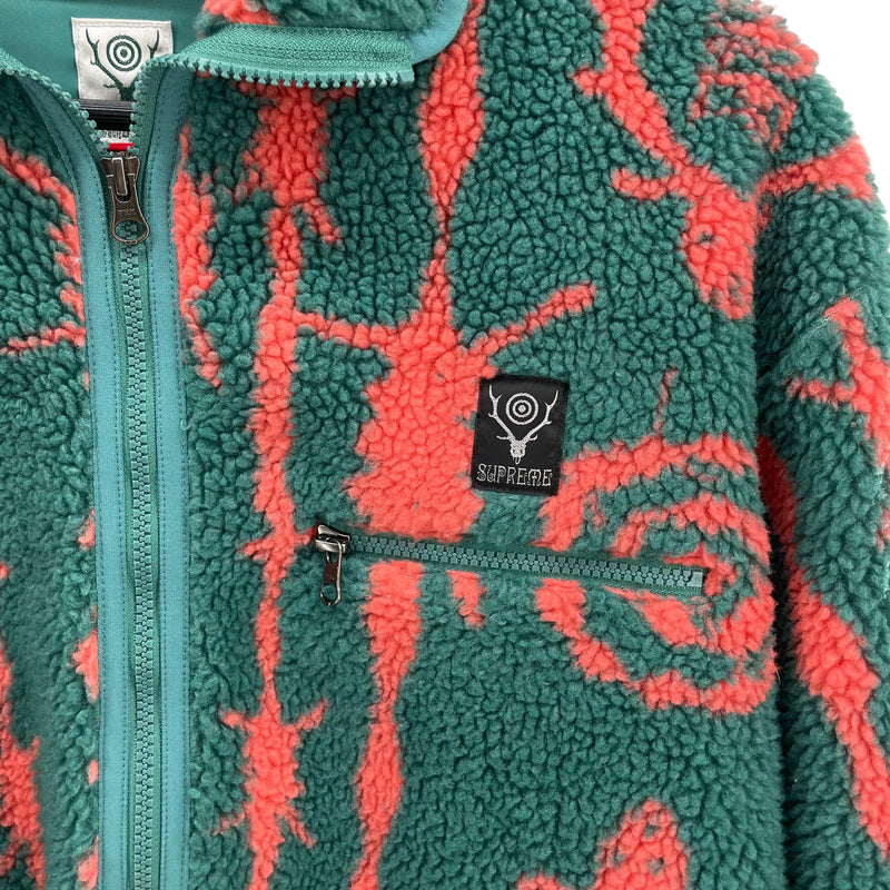 Supreme/South2 West8(S2W8)/Fleece Jkt/M/Polyester/GRN/All Over Print/BARBED WIRE PRINT