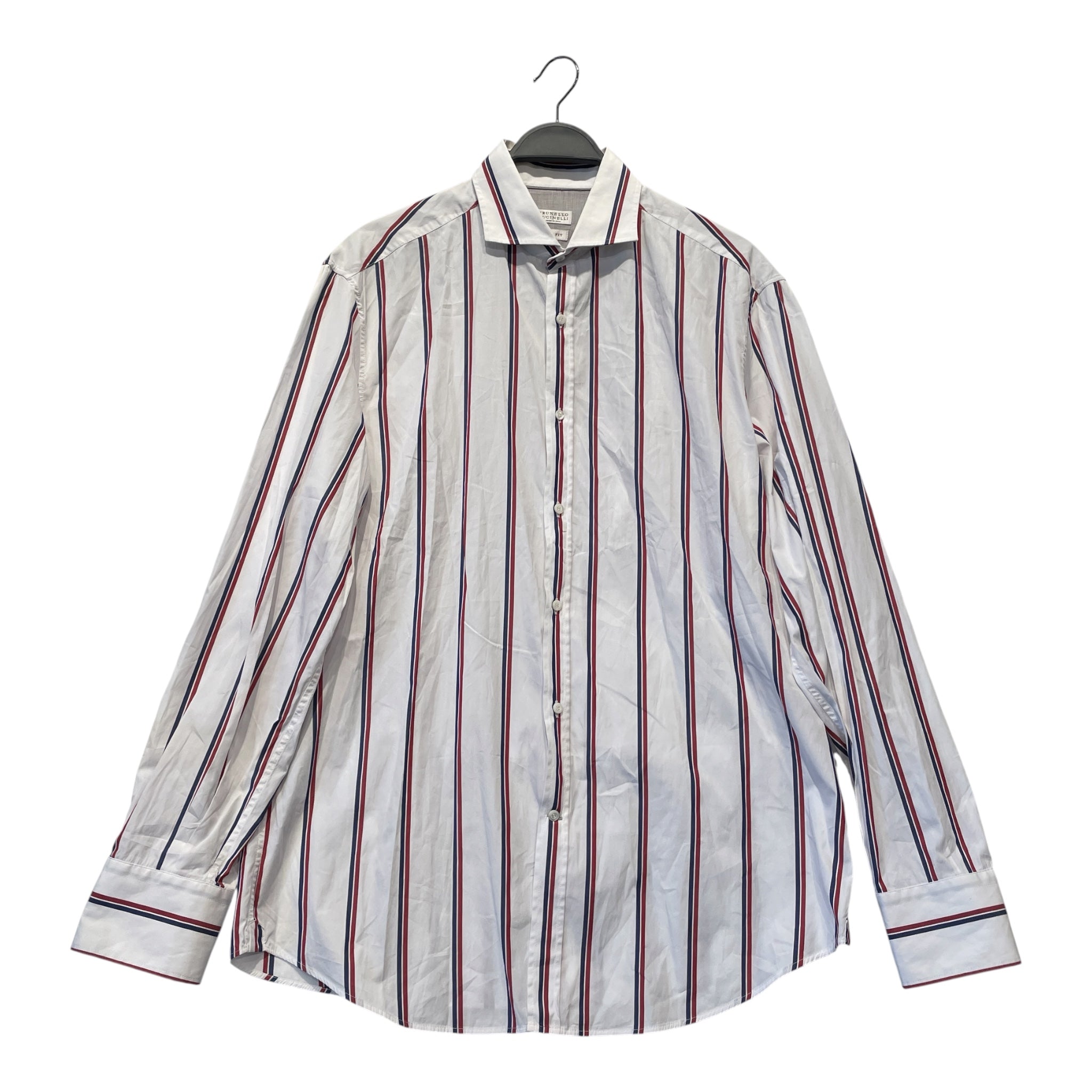 BRUNELLO CUCINELLI/LS Shirt/XXL/Cotton/WHT/Stripe/ view 1