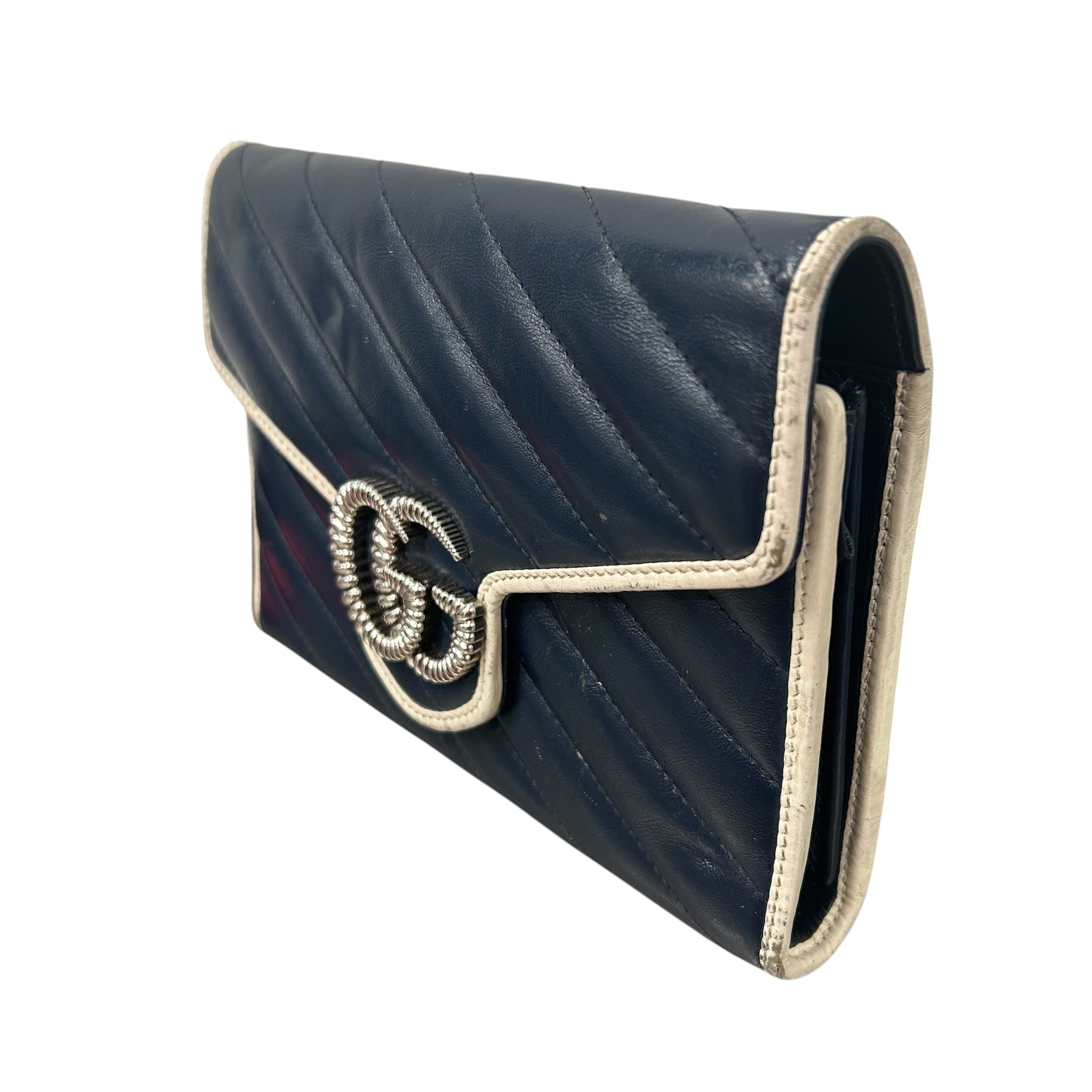 GUCCI/Bag/NVY/Marmont Chevron view 4