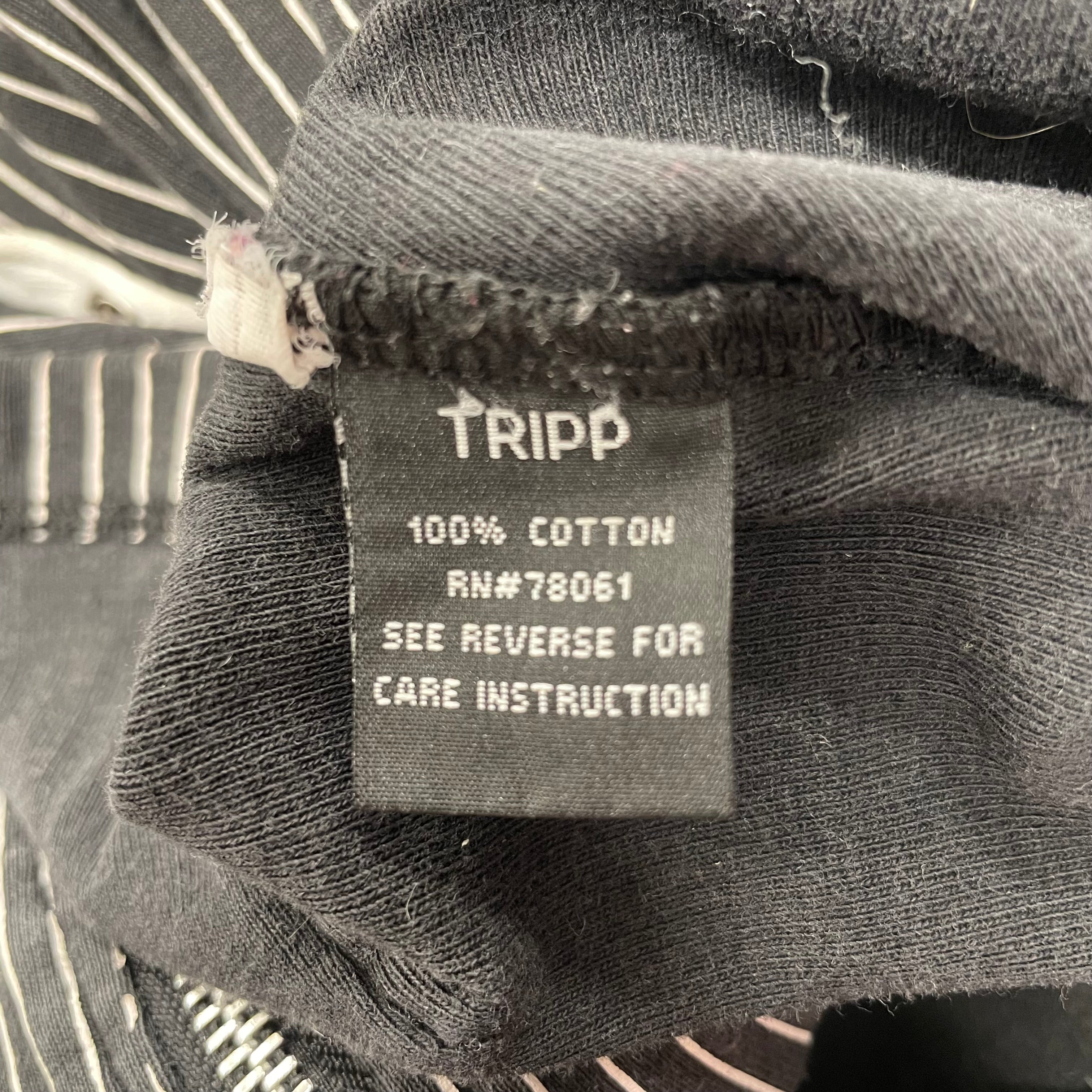TRIPP NYC/Zip Up Hoodie/XL/Stripe/Cotton/BLK/SKELANIMALSPATCHES view 4
