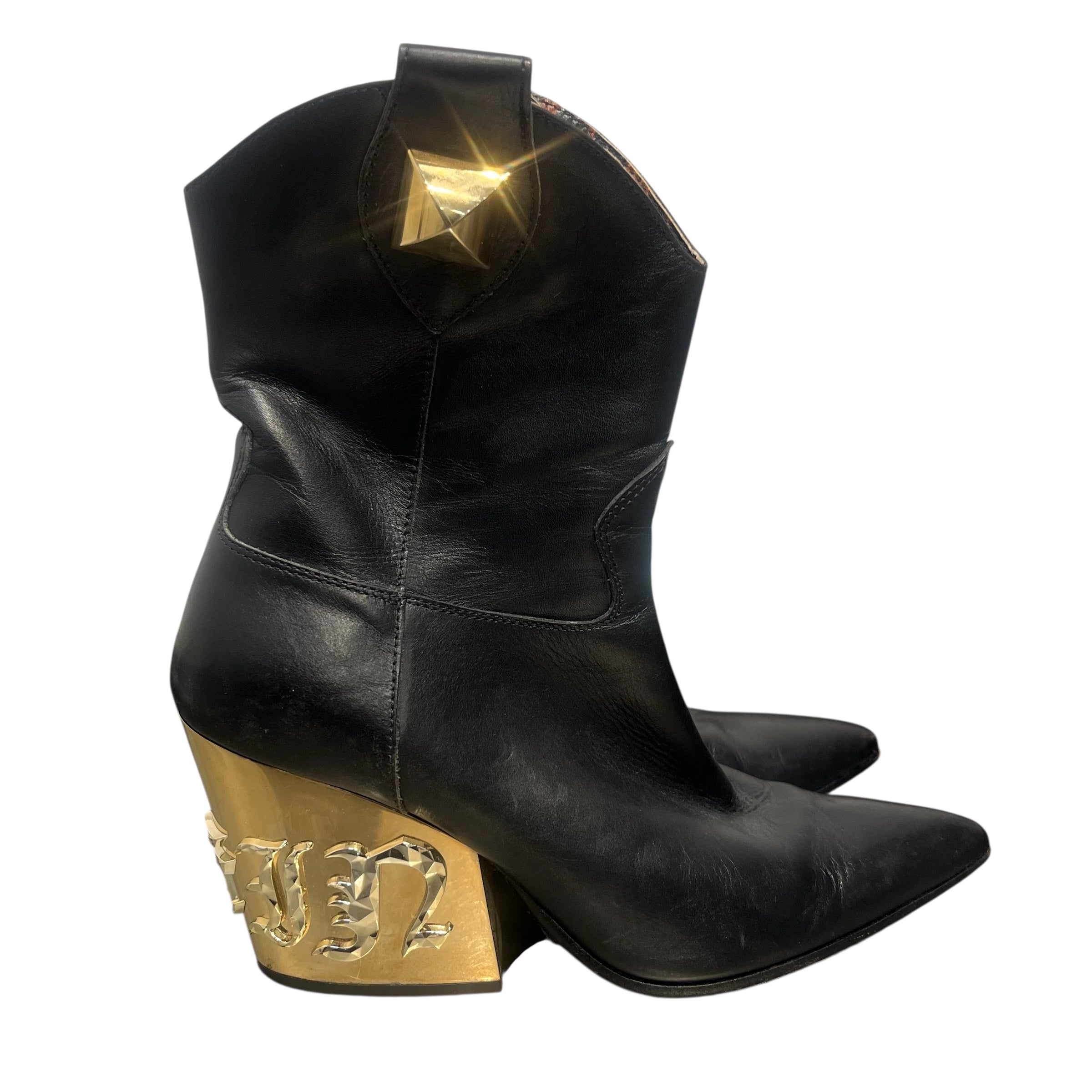 PHILIPP PLEIN/Western Boots/EU 37/Leather/BLK/Gold Heel Logo view 4