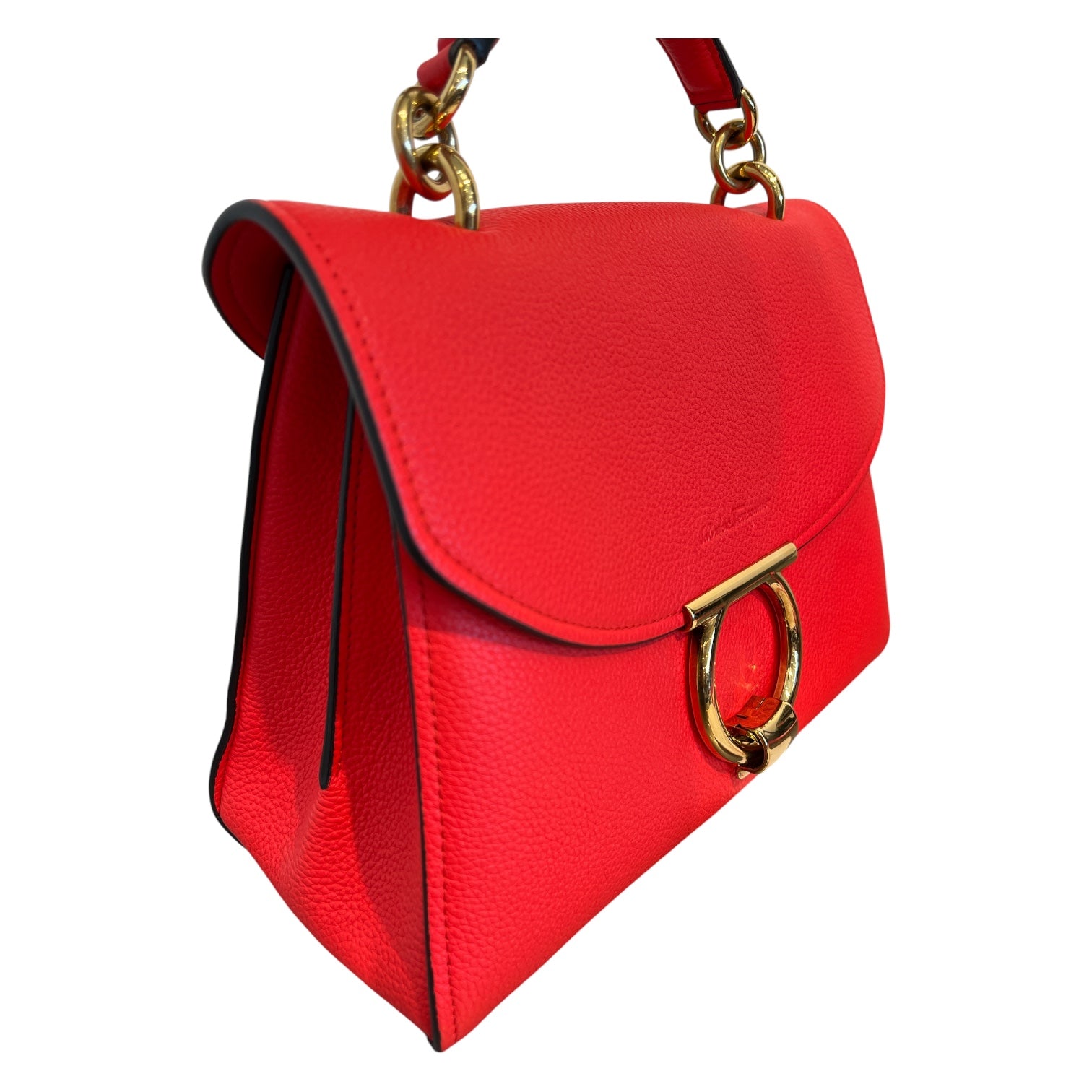 Salvatore Ferragamo/Hand Bag/Leather/RED/top handle bag gold hardware view 4