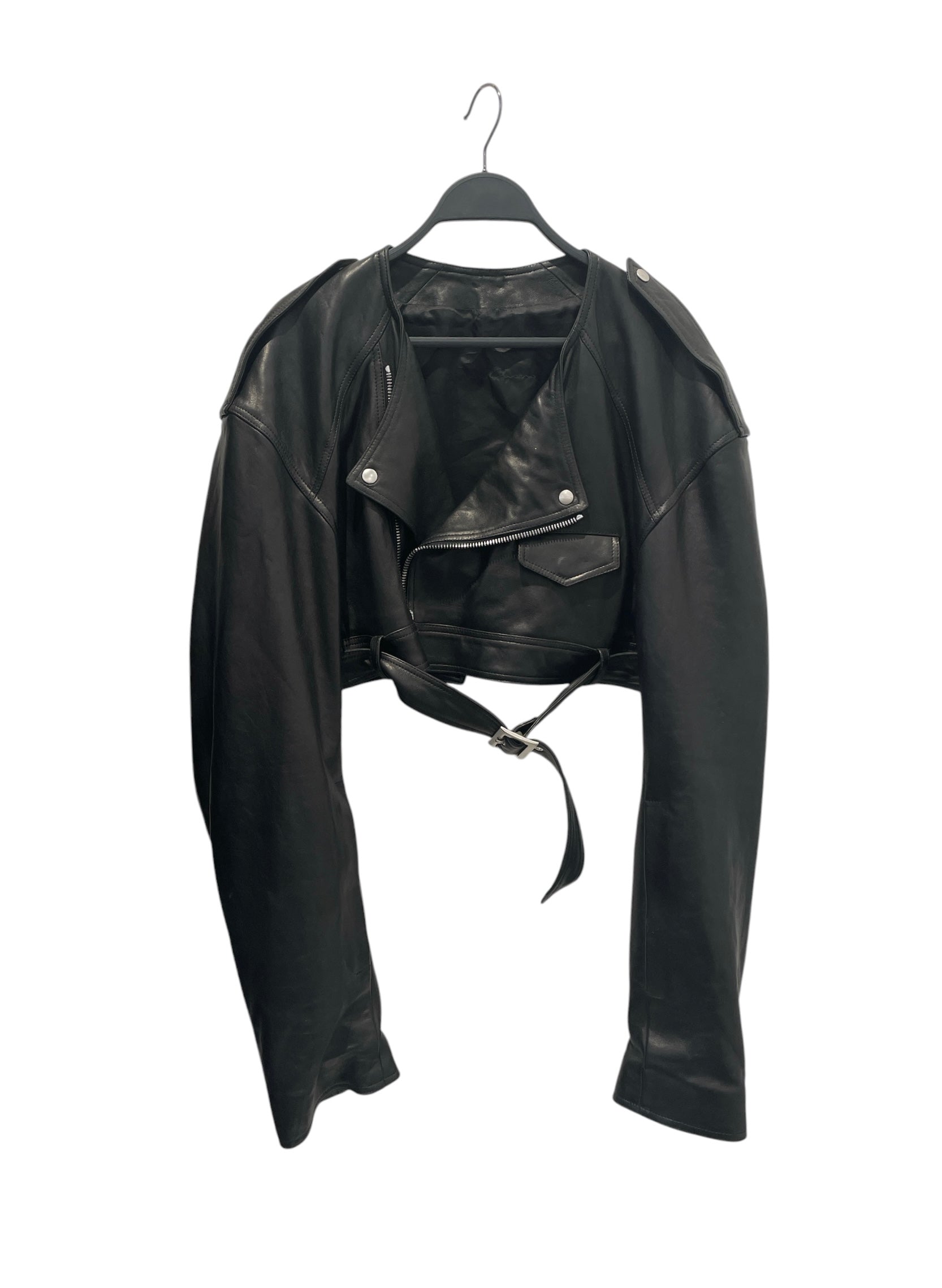 Rick Owens/Leather Jkt/40/Lambskin/BLK/micro biker view 1