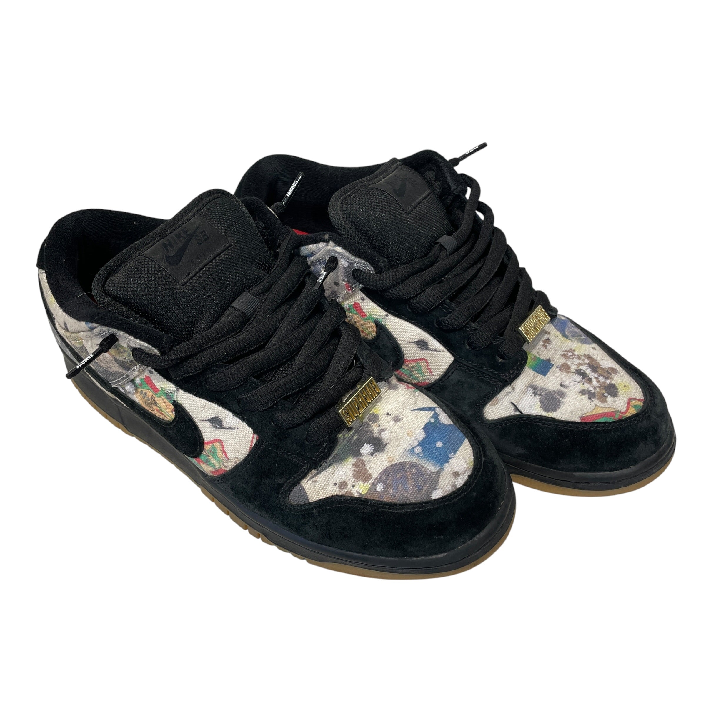 NIKE/Supreme/Low-Sneakers/US 10.5/All Over Print/Suede/BLK/RAMMELLZEE view 1