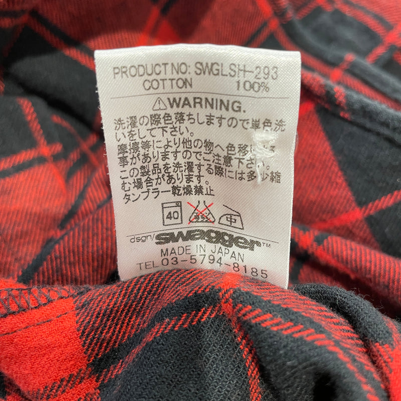 SWG BLACK PLATINUM/Flannel Shirt/L/Cotton/RED/PLAID FLANNEL