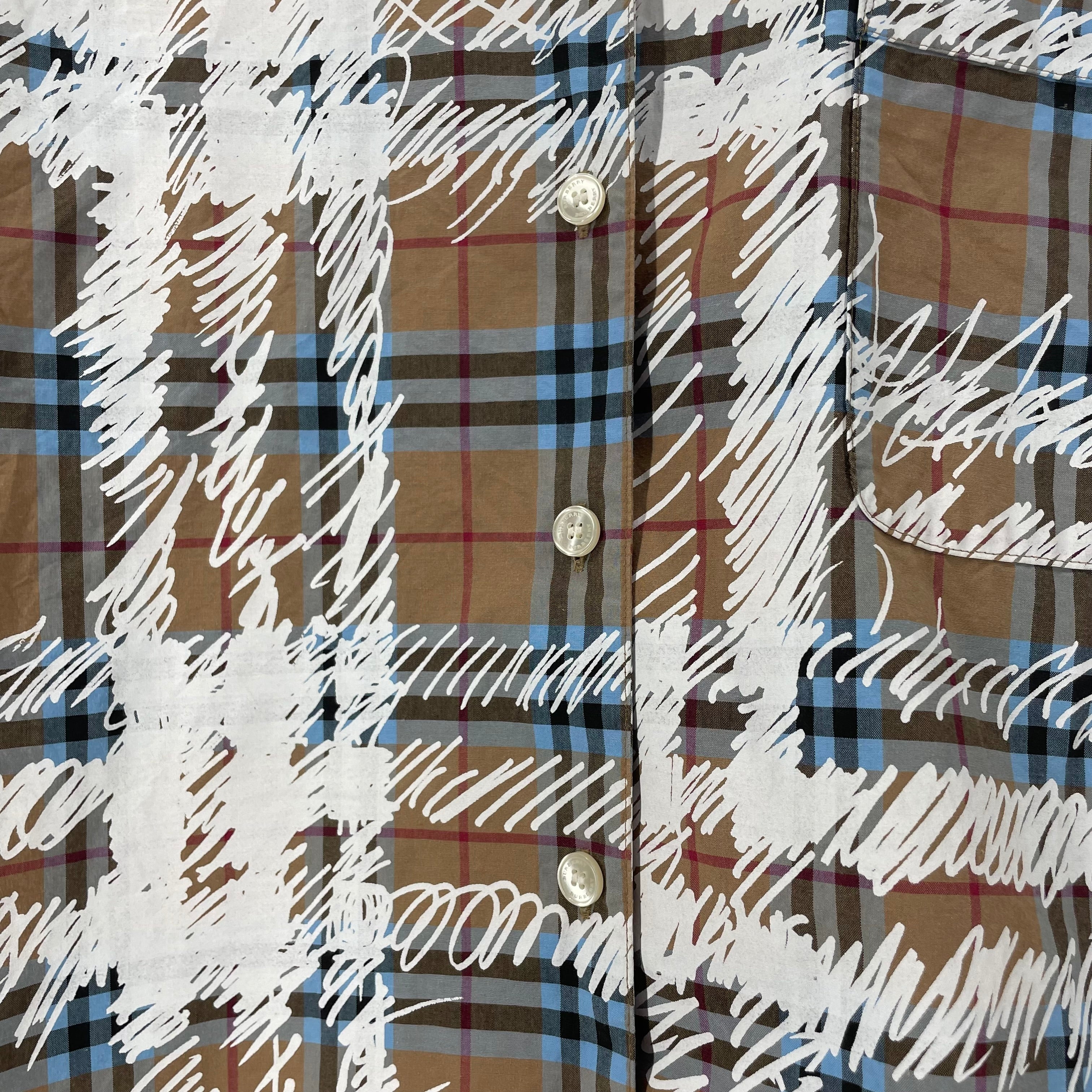 BURBERRY LONDON/SS Shirt/8/Cotton/BEG/Plaid/WHITE SCRIBBLE view 5