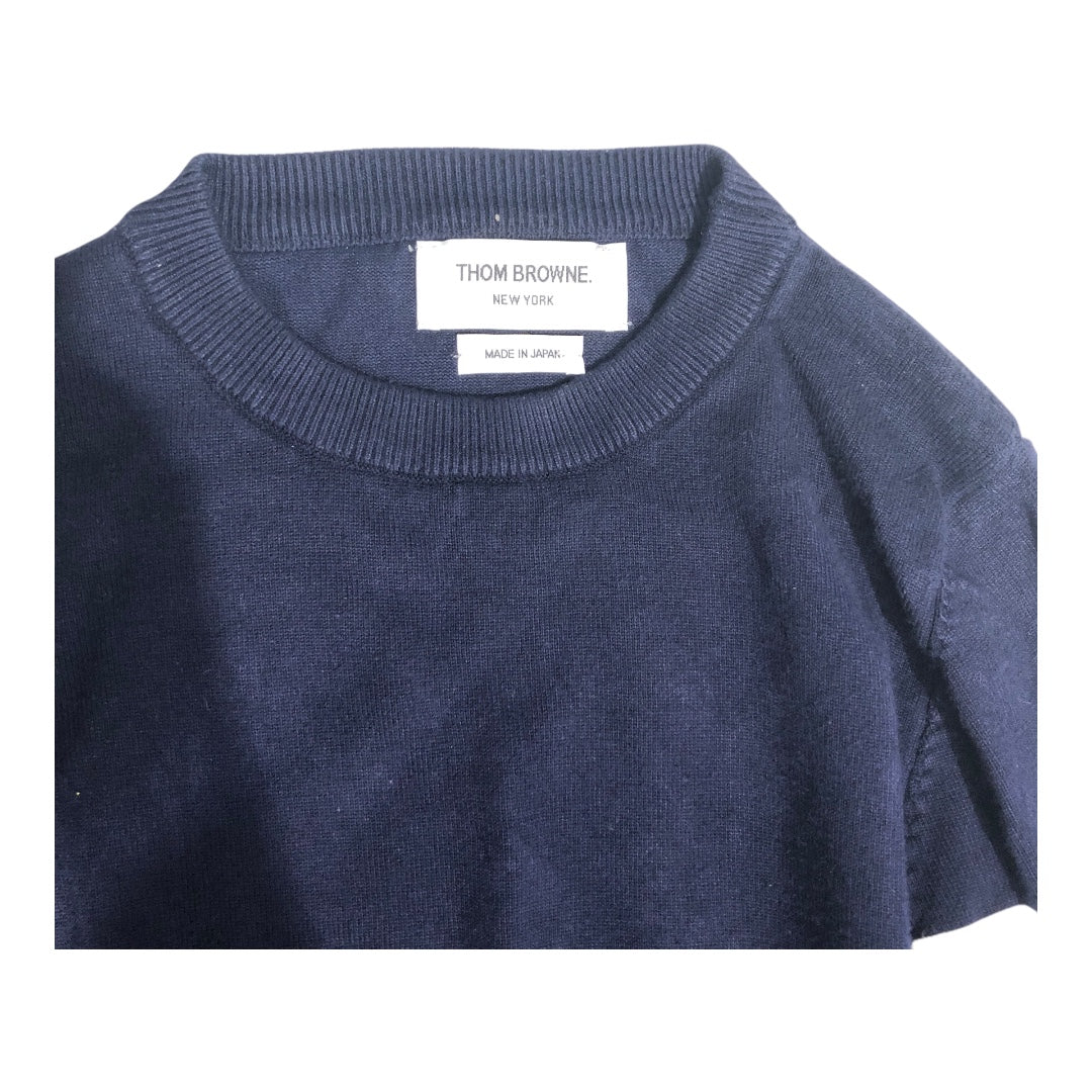 THOM BROWNE. NEW YORK/Sweater/S/Cotton/NVY/ view 3
