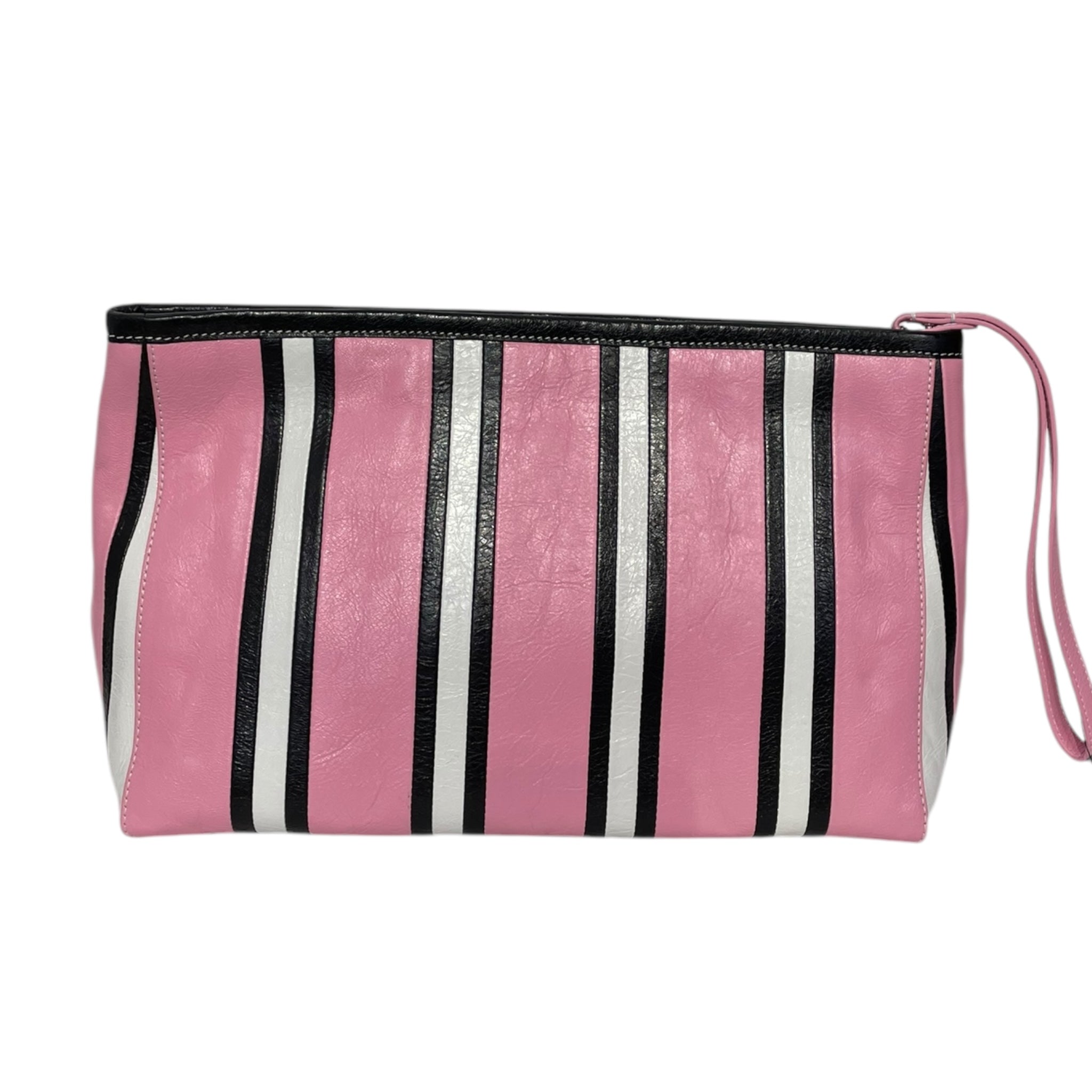 BALENCIAGA/Bag/OS/Stripe/Leather/PNK/Pink Blk Wht Stripe Bag view 2
