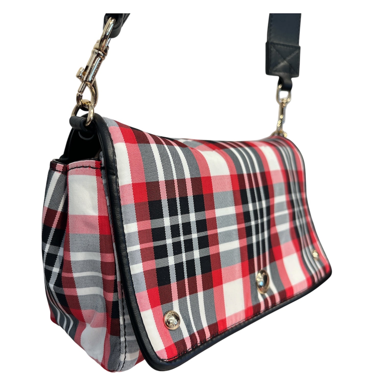 BURBERRY/Cross Body Bag/Plaid/Nylon/RED/plaid w/ gold hardware view 3