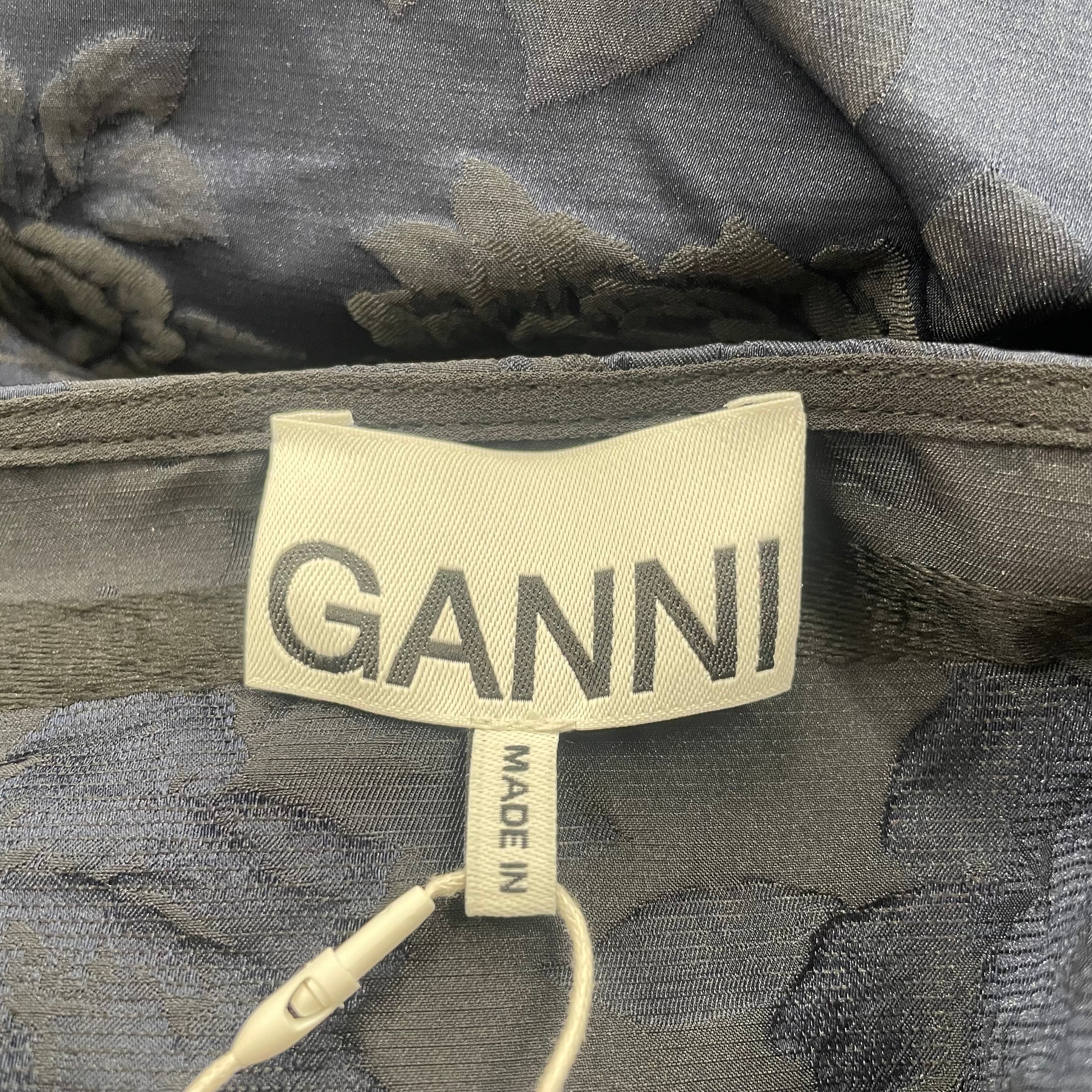 GANNI/3|4S Dress/34/Floral Pattern/Nylon/BLK/BOWSTRAPS view 3