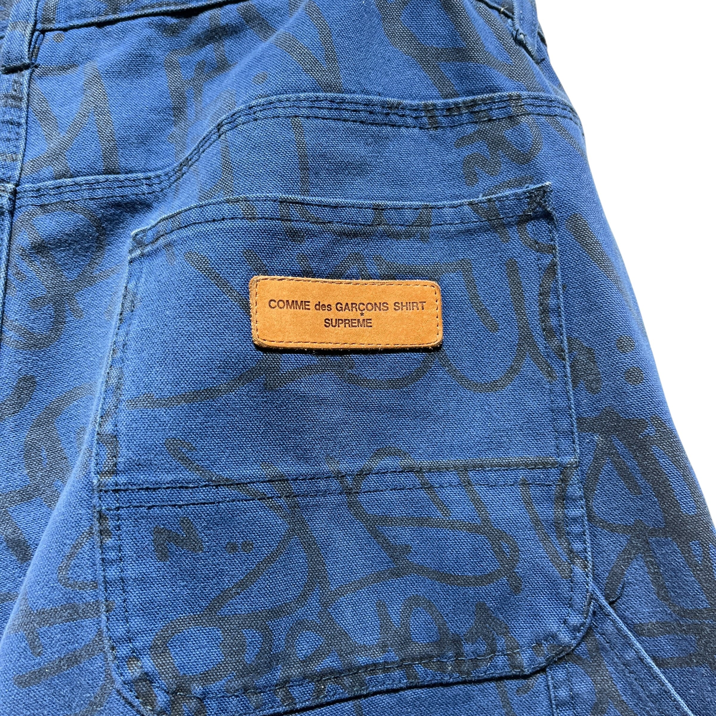 COMME des GARCONS SHIRT/Supreme/Carpenter Pants/34/Denim/NVY/All Over Print/ view 5