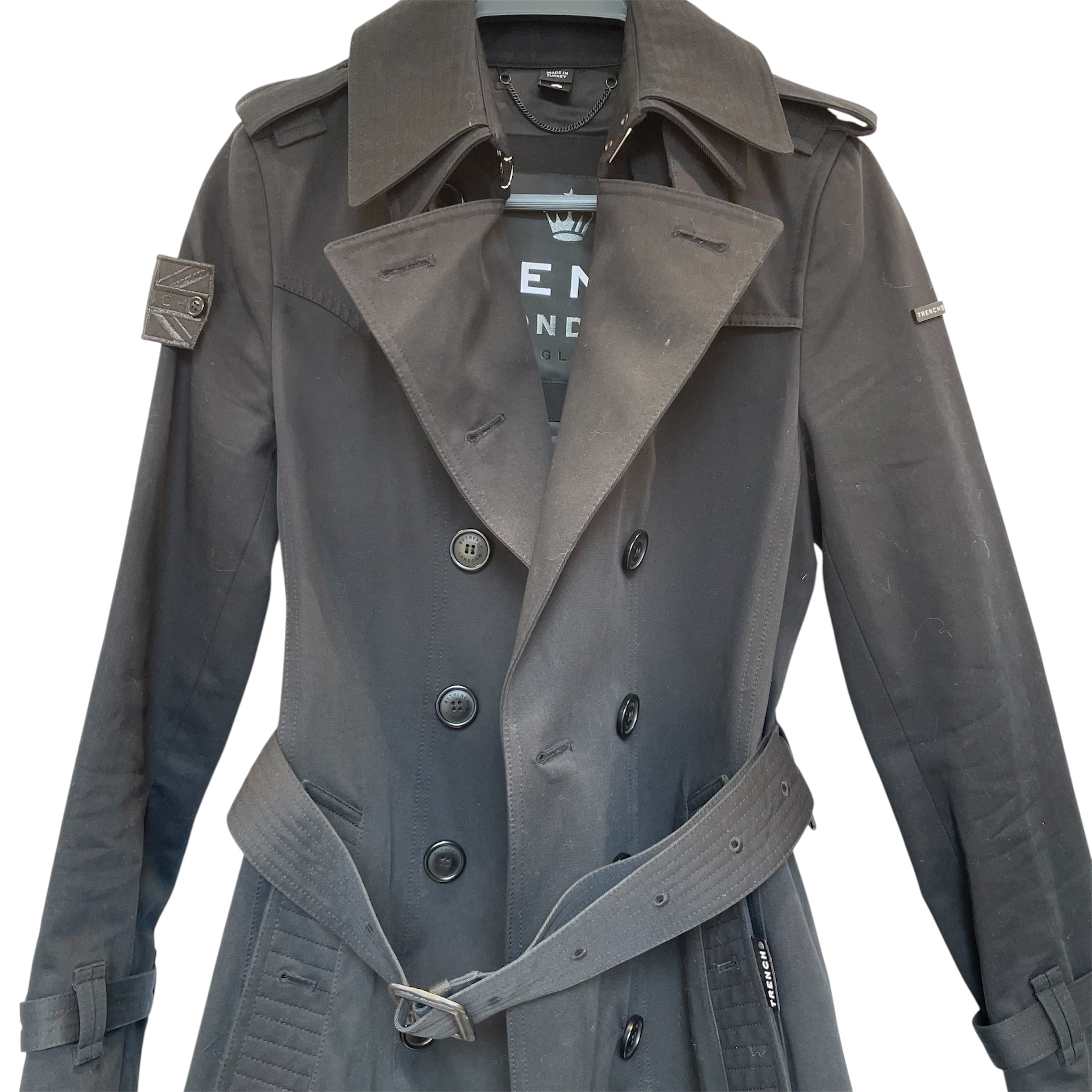TRENCH LONDON/Trench Coat/S/Cotton/BLK/GLITTER TRENCH COLLAR view 3