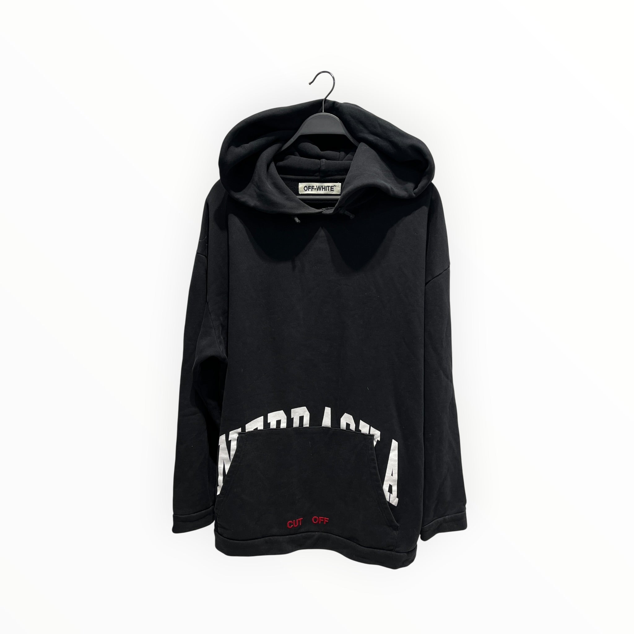 OFF-WHITE/Hoodie/S/Graphic/Cotton/BLK/Pullover/NEBRASKA CUT OFF DIAGONAL view 1