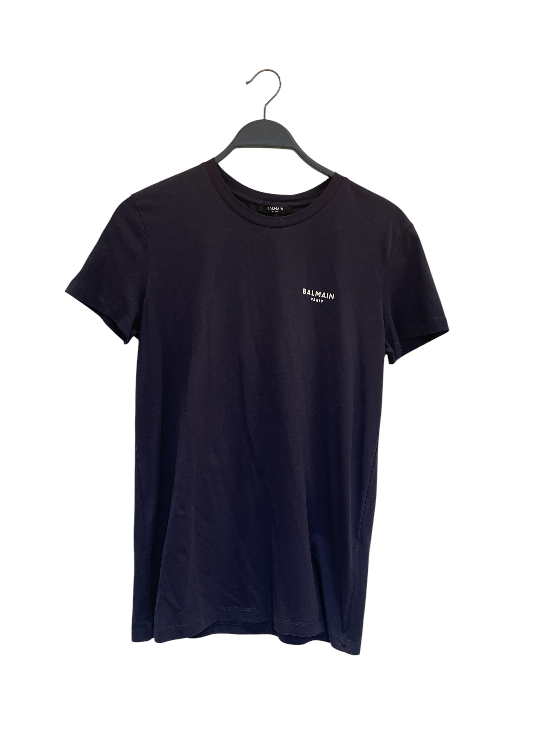 BALMAIN/T-Shirt/XXS/Cotton/NVY/wht lettering logo view 1