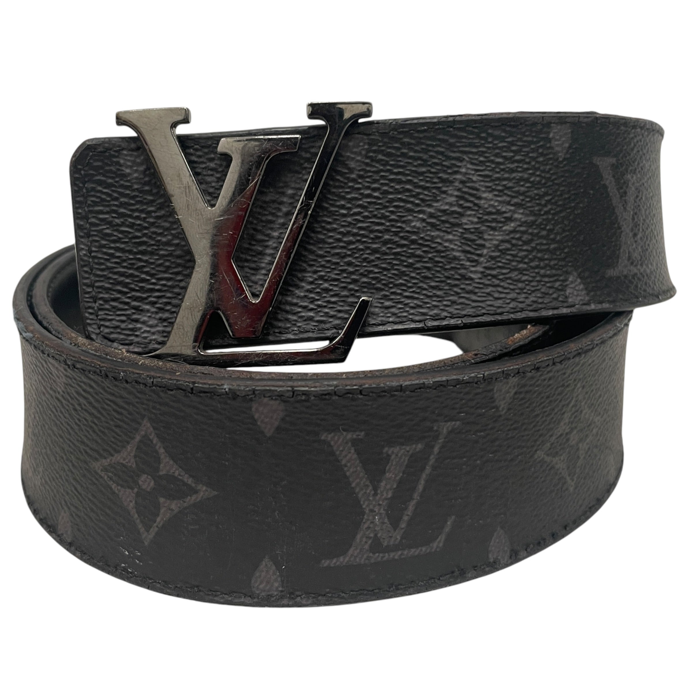 LOUIS VUITTON/Belt/Monogram/Leather/BLK/M's/BLACK LV BUCKLE/DAMAGED view 1
