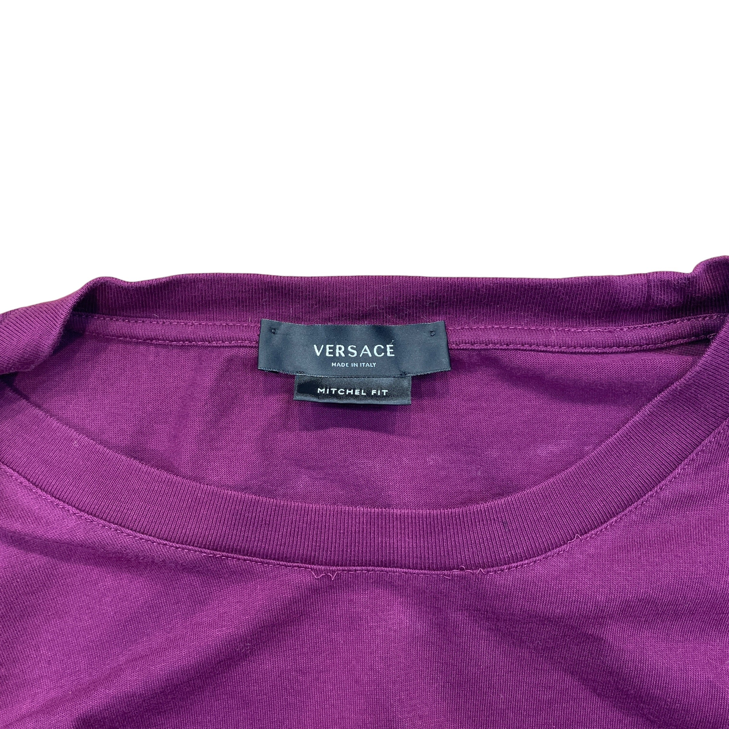 VERSACE/T-Shirt/L/Cotton/PPL/teal embroidery logo & sleeves view 3