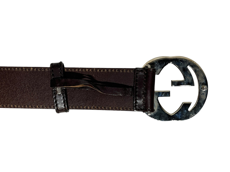 GUCCI/Belt/Leather/BRW/Gucci Brown Interlock Belt