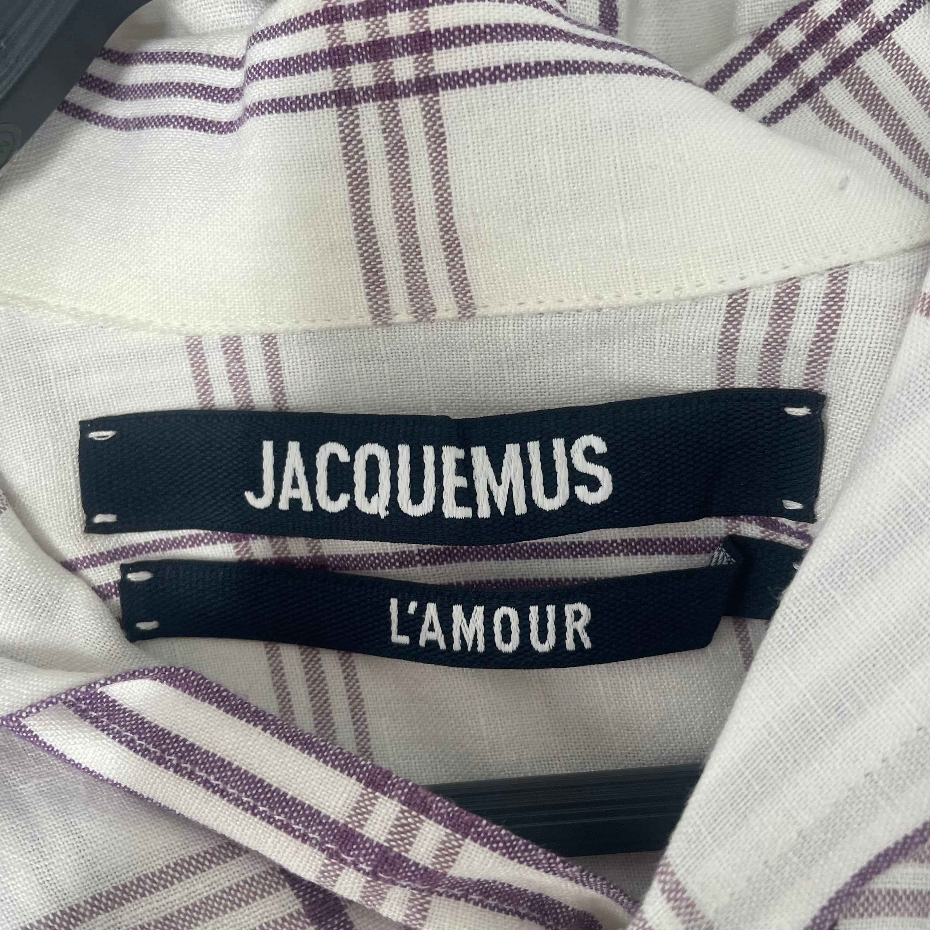 JACQUEMUS/SS Shirt/44/Cotton/WHT/Plaid/L'AMOUR WHT/PRP BUTTONUP view 3