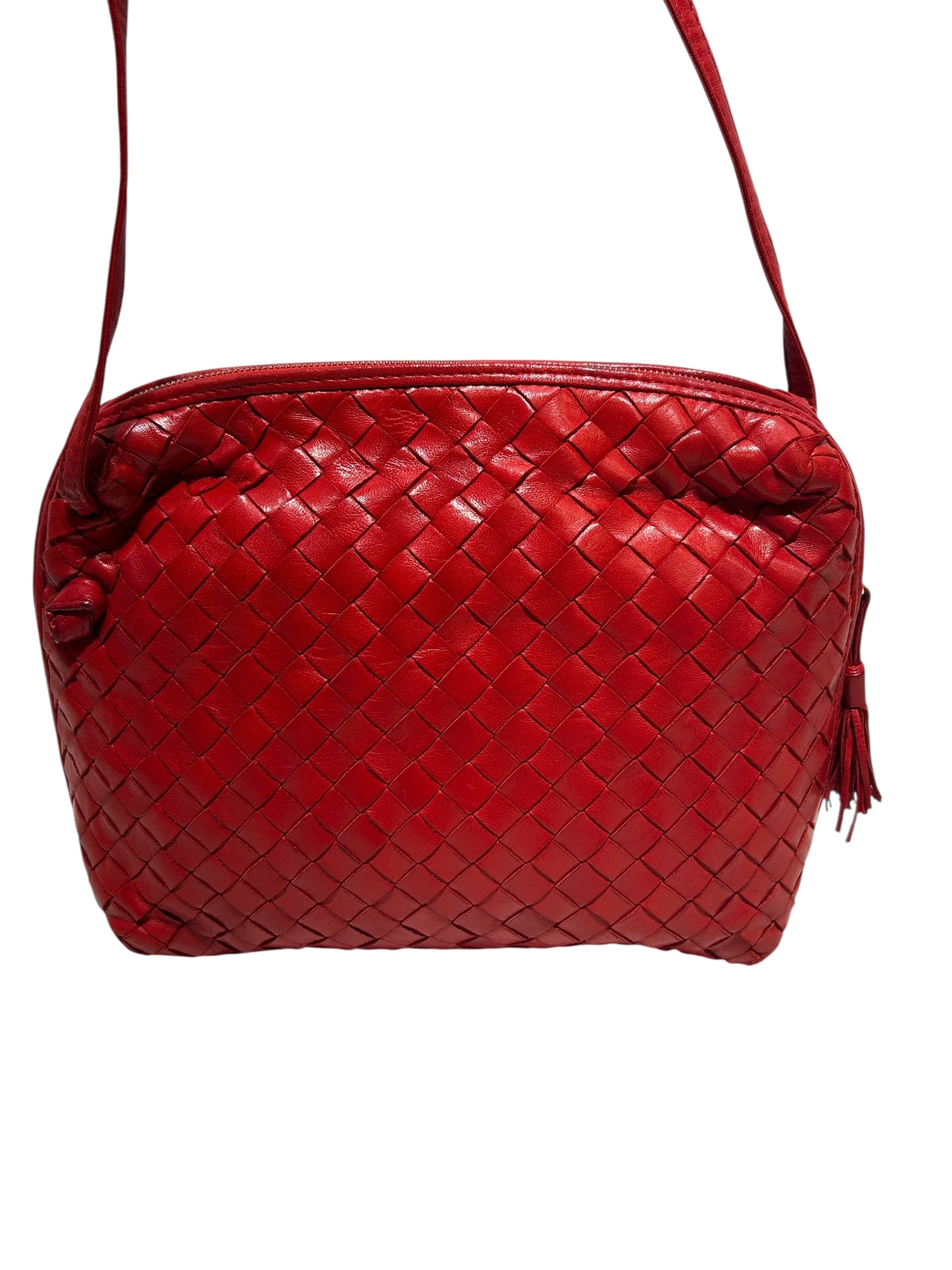 BOTTEGA VENETA/Bag/Leather/RED/WOVEN RED CROSSBODY view 4