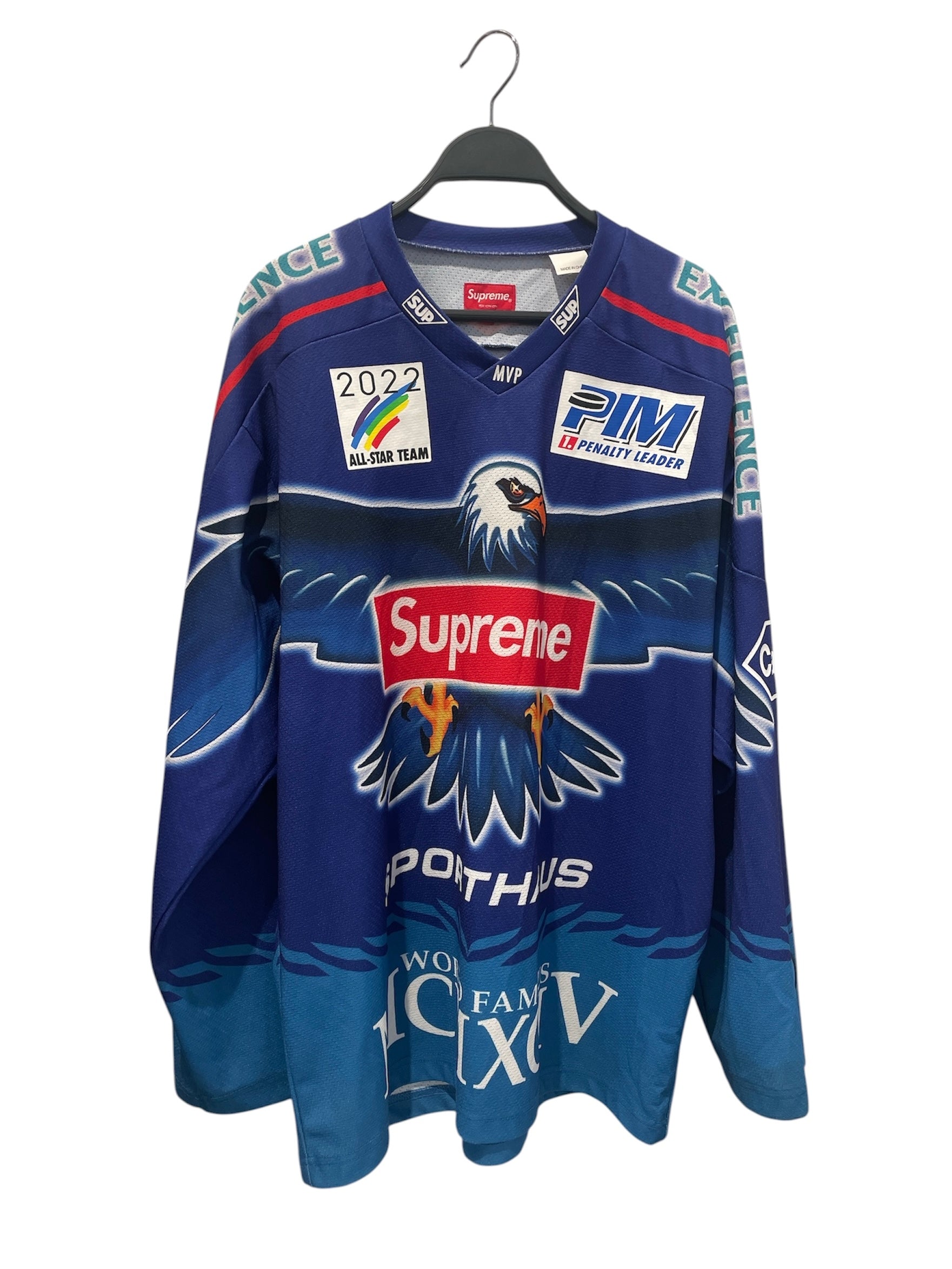Supreme/LS T-Shirt/M/Polyester/BLU/All Over Print/Eagle Moto Hockey Jersey view 1