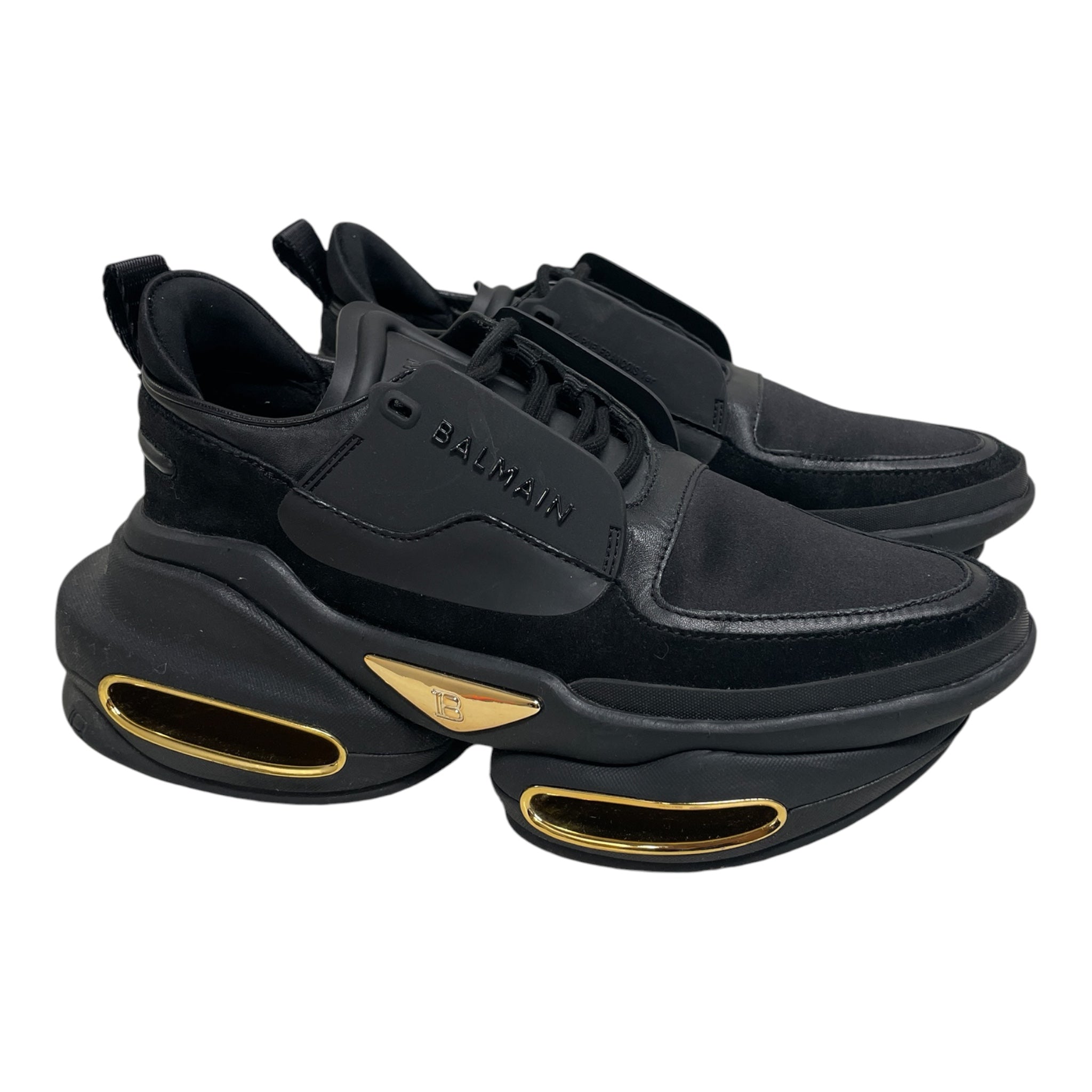 BALMAIN/Low-Sneakers/US 6/Cotton/BLK/TRAINERS W/GLD HEEL OPENING view 1