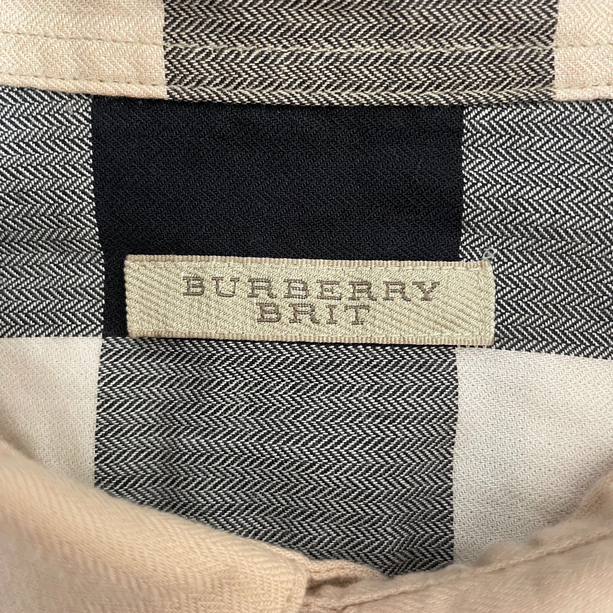 BURBERRY BRIT/LS Shirt/M/Cotton/BEG/Glen Check/Slim Fit, Dual Tone Panel view 3