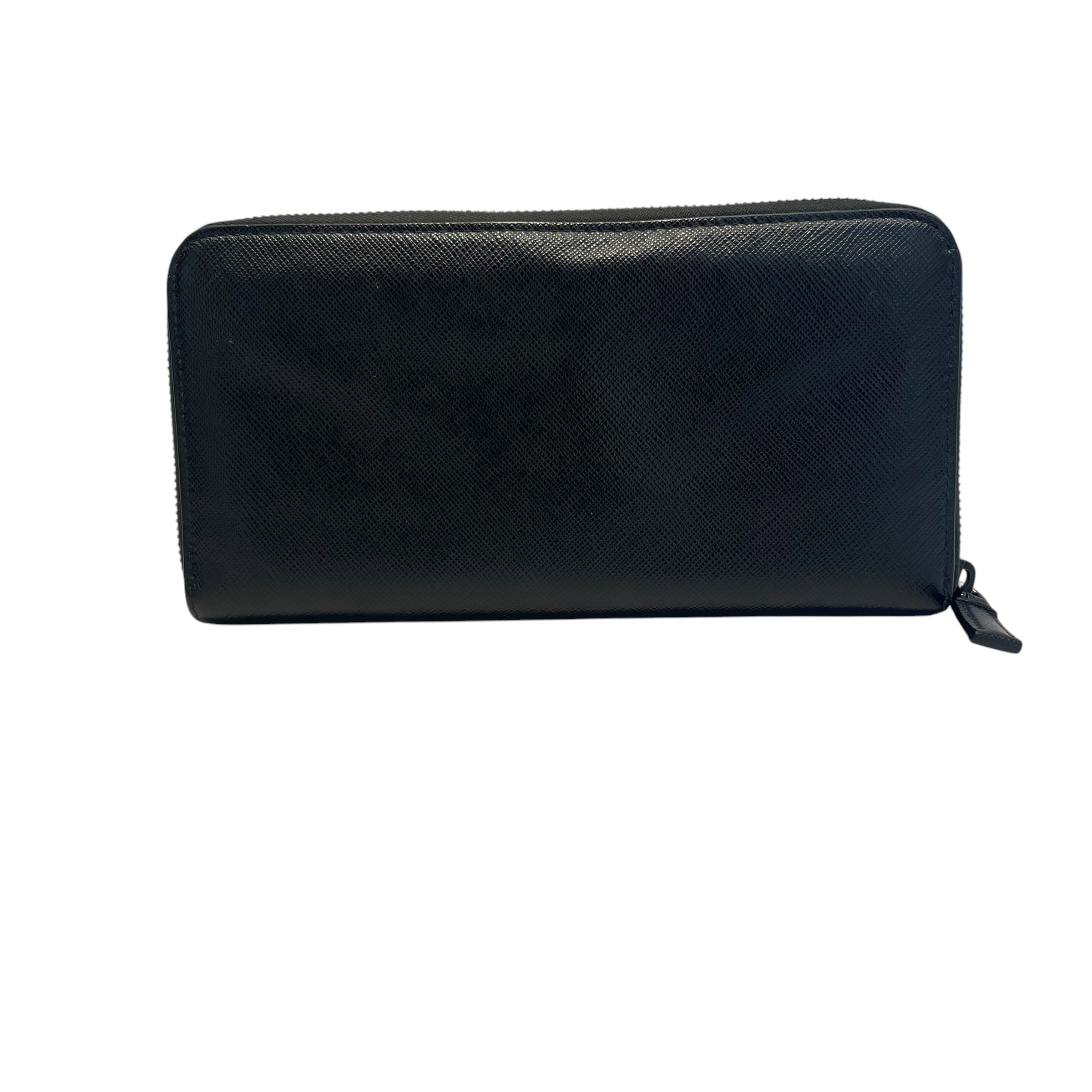 PRADA/Long Wallet/Leather/BLK/Long Zip Wallet Black Logo view 2