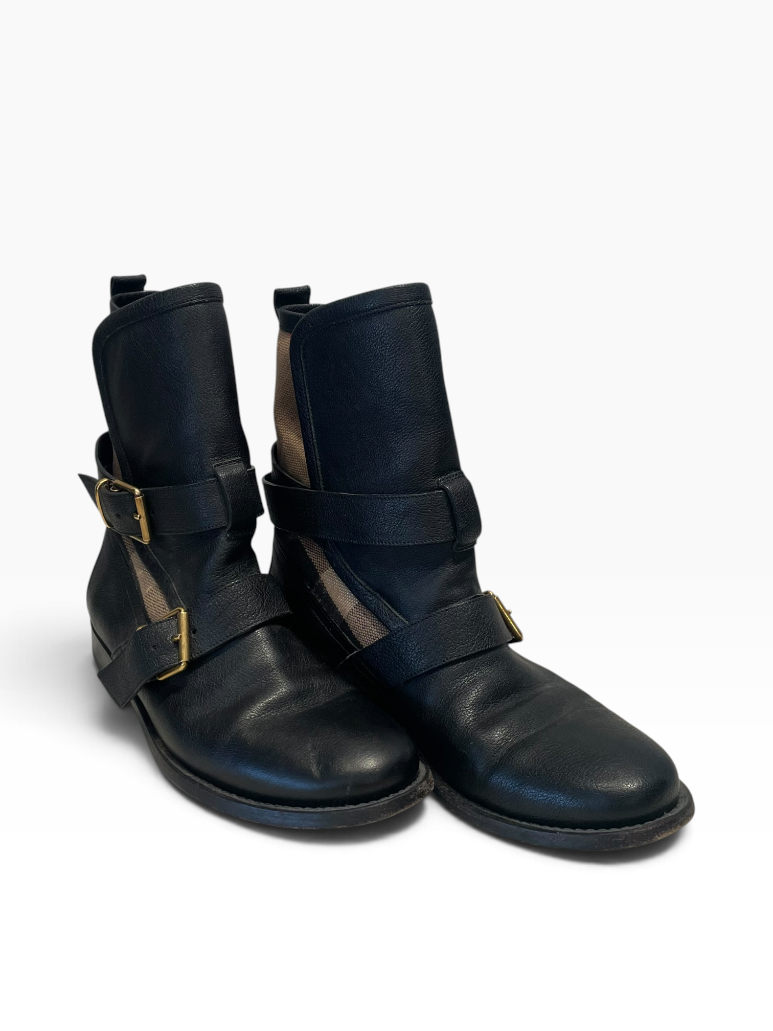 BURBERRY/Ankle Boots/EU 39.5/Leather/BLK/Nova Check view 1