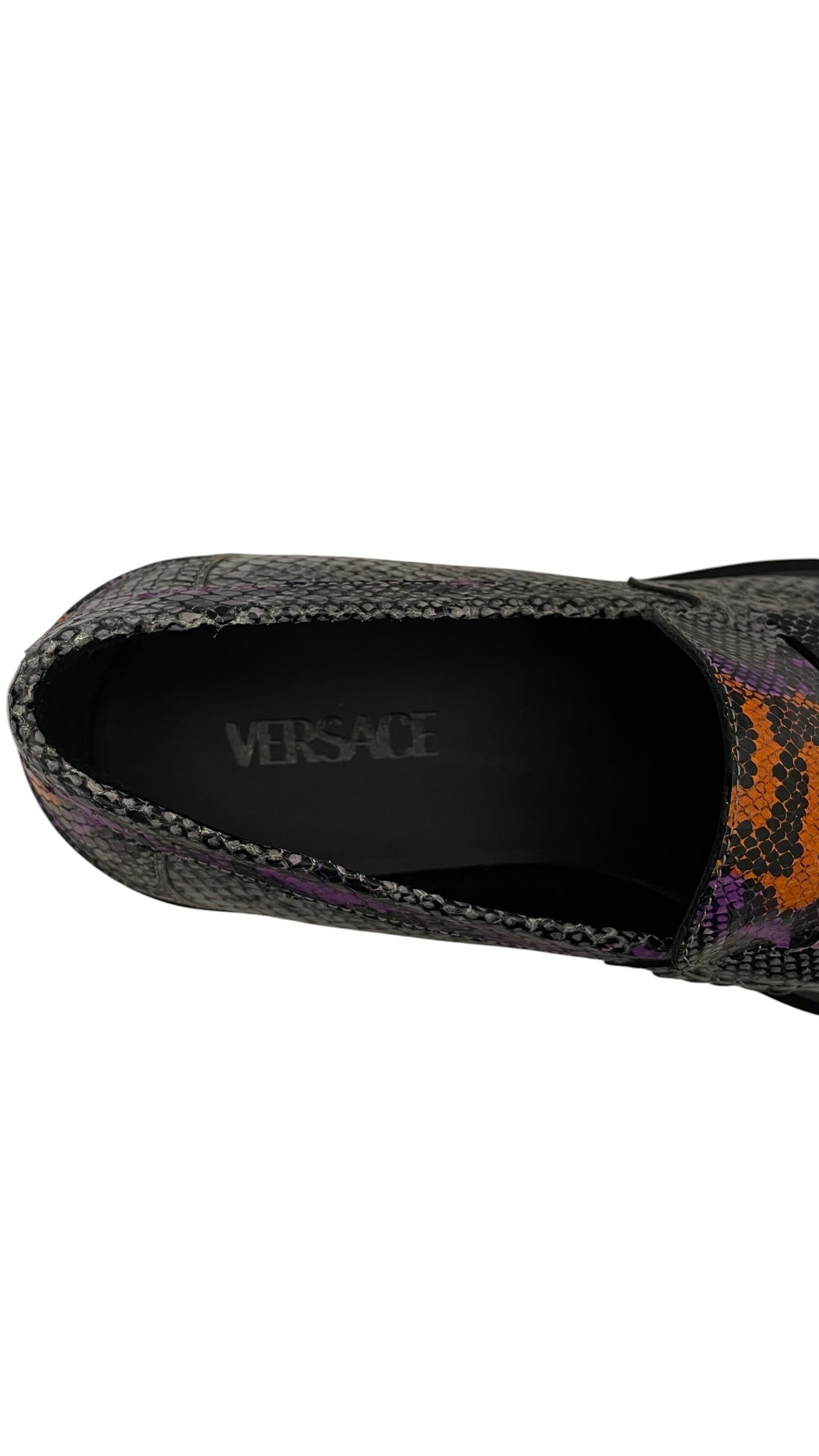 VERSACE/Dress Shoes/EU 41/Animal Pattern/Leather/GRY/phython embossed loafers view 12