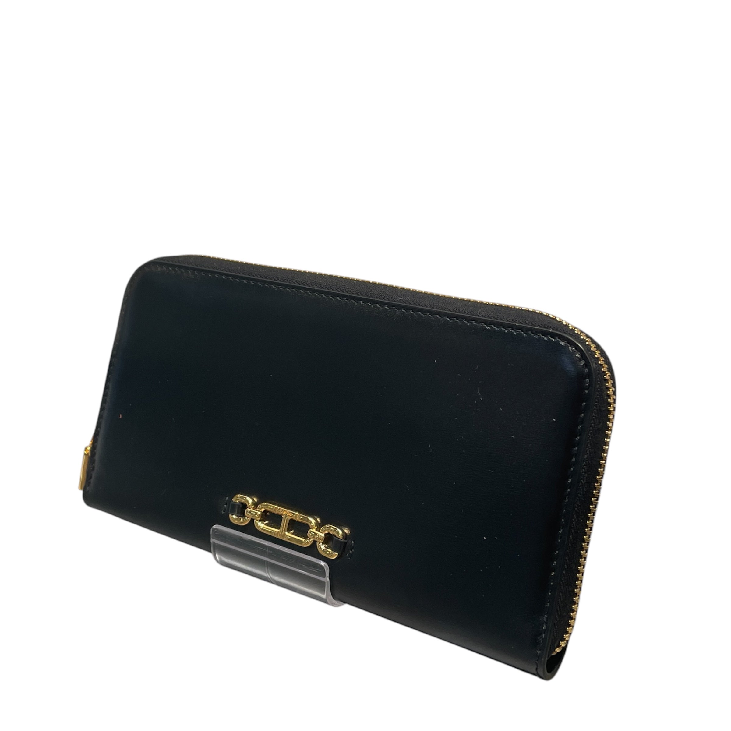 TOM FORD/Long Wallet/Leather/BLK/L's/gold logo plaque,round shape view 1