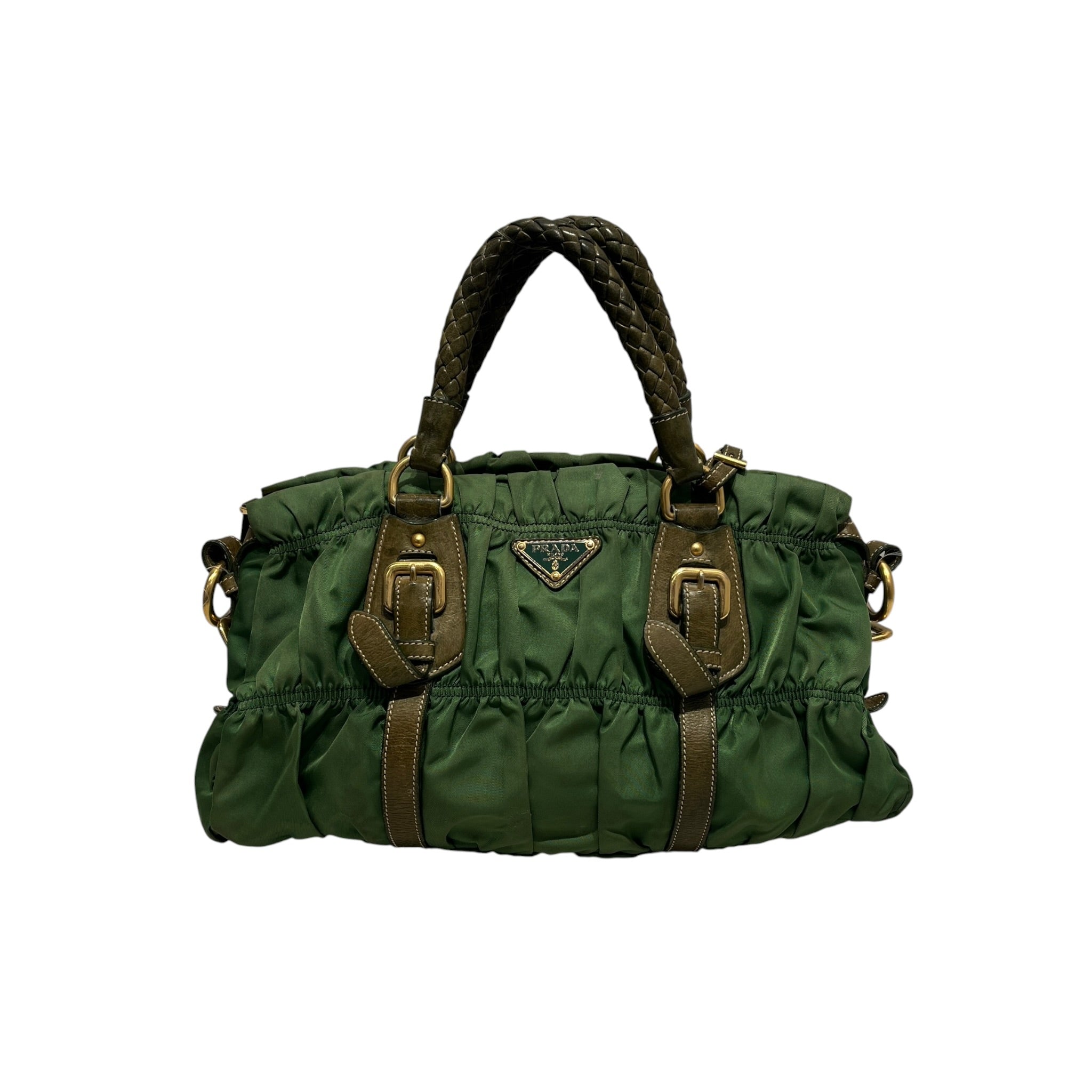 PRADA/Hand Bag/Nylon/GRN/TEUSSUTO GAUFRE HANDLE view 1