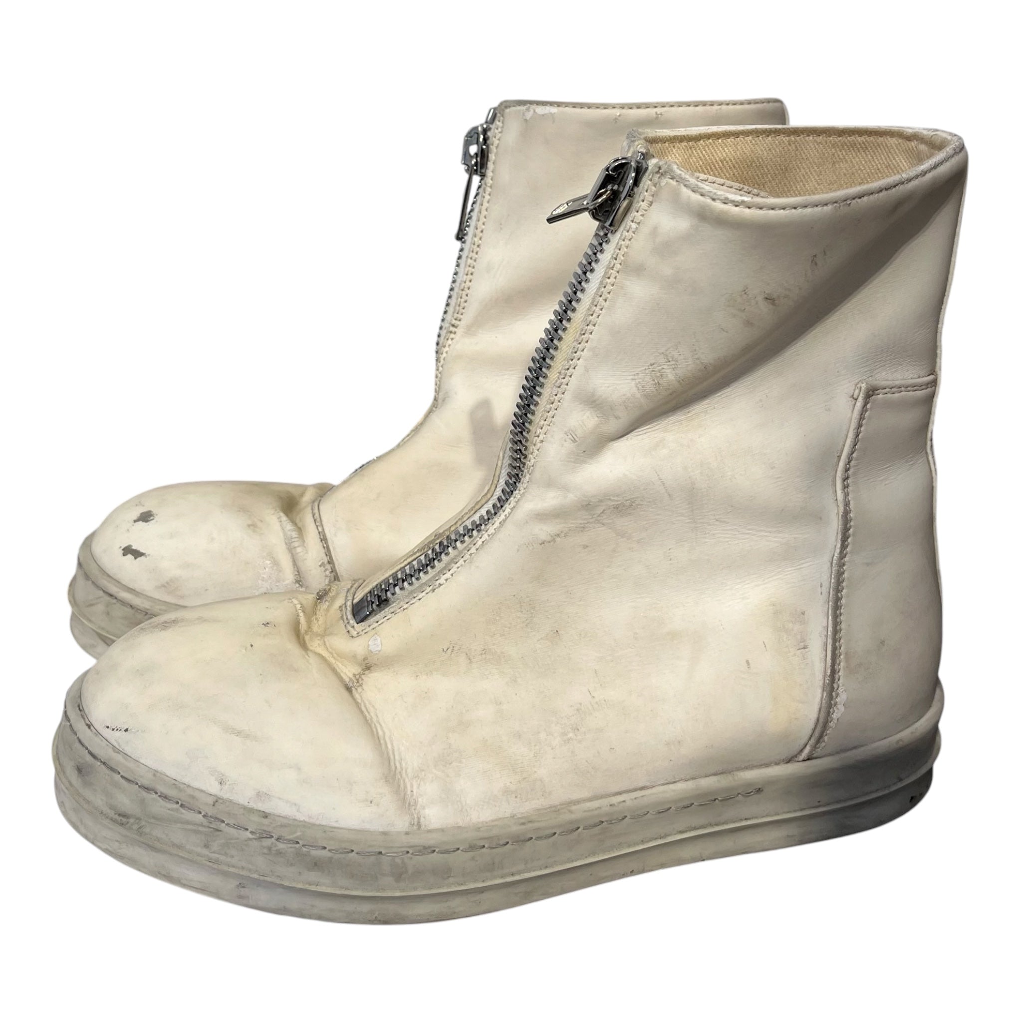 RICK OWENS DRKSHDW/Hi-Sneakers/EU 38.5/Leather/WHT/DRKSHDW RAMONES FRONT ZIP view 3