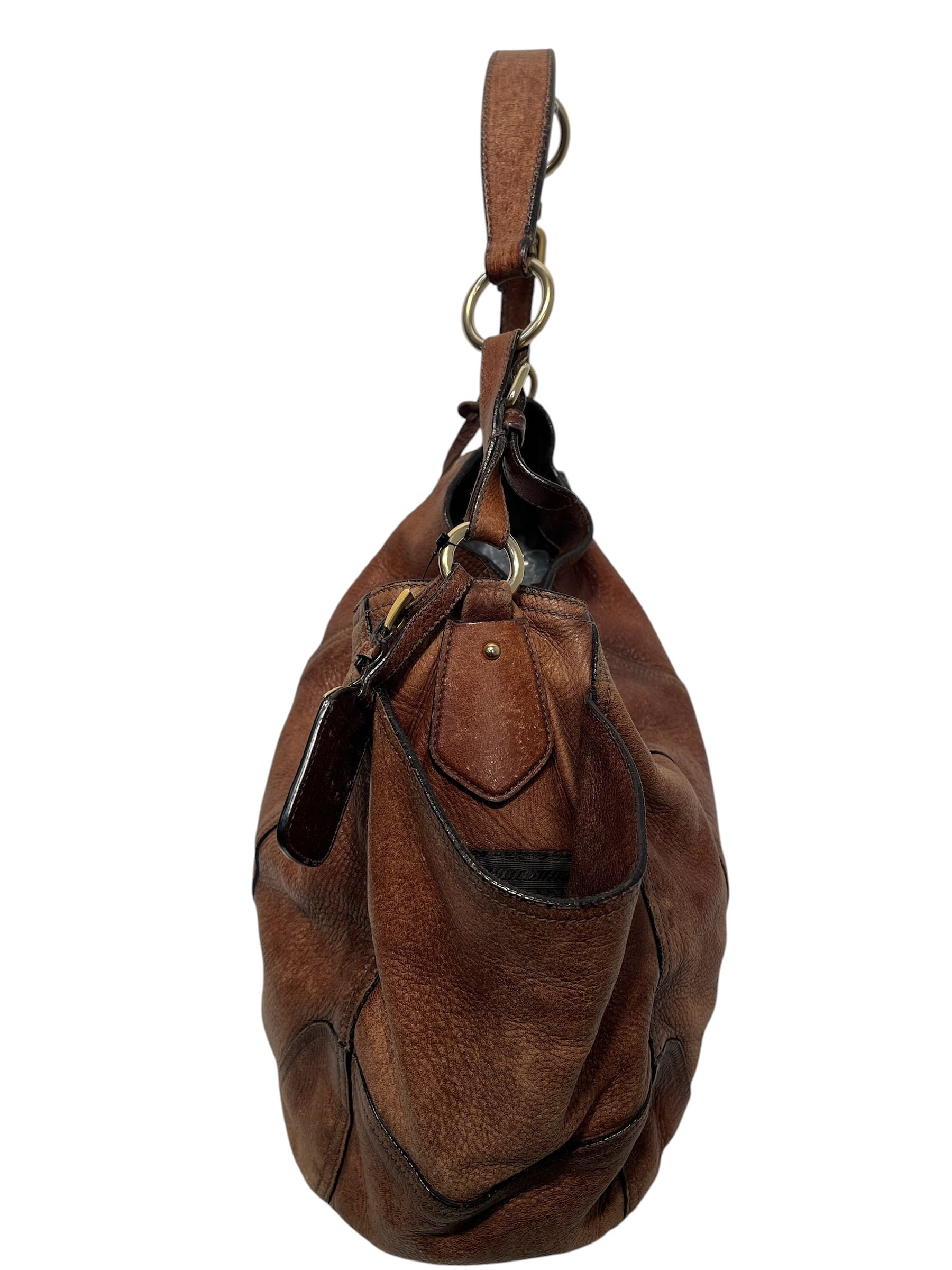 PRADA/Hand Bag/Leather/BRW/Cervo Antik Hobo view 2