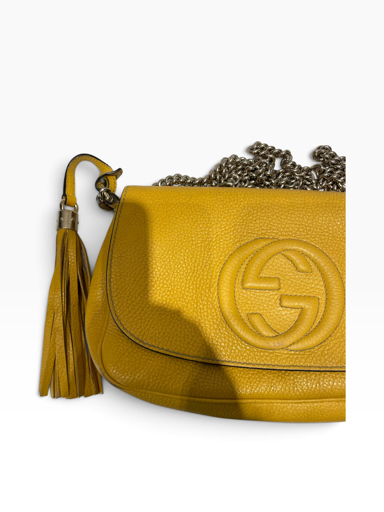 GUCCI/Cross Body Bag/Leather/YEL/Soho GG Logo- Tassel view 4