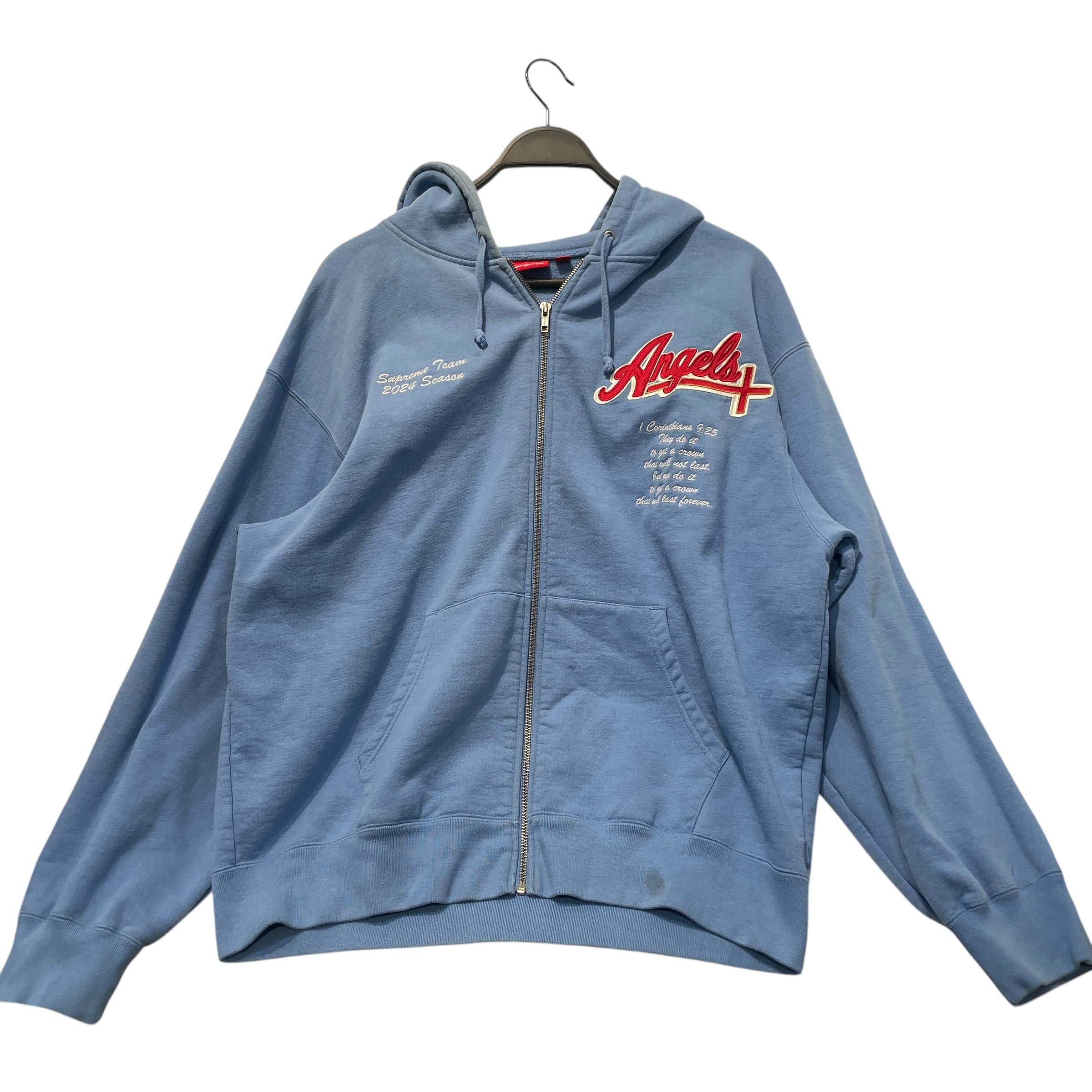 Supreme/Zip Up Hoodie/L/Graphic/Cotton/BLU/Salvation Zip UP view 1
