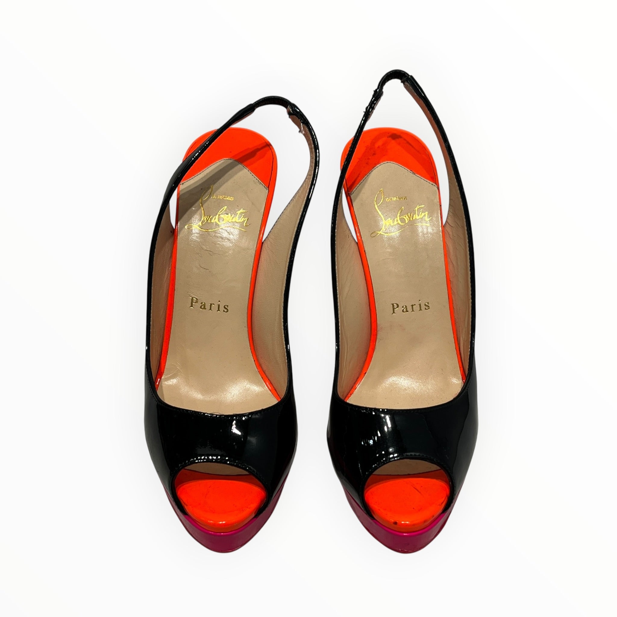 Christian Louboutin/Heels/EU 36.5/Leather/BLK/PEEP TOE/ORN/PINK view 3