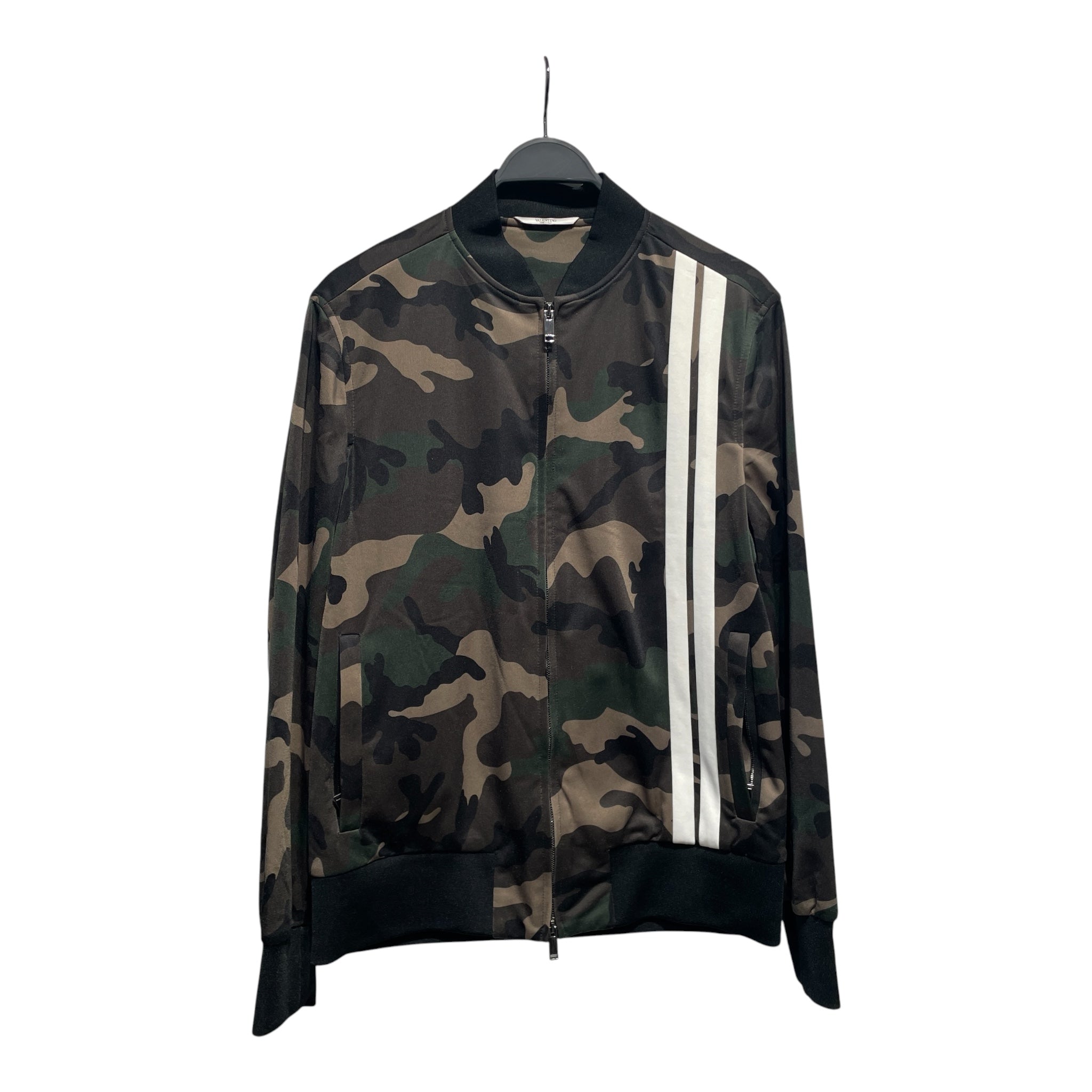 VALENTINO/Jacket/50/Polyester/GRN/Camouflage/CAMO BOMBER WITH STRIPE view 1