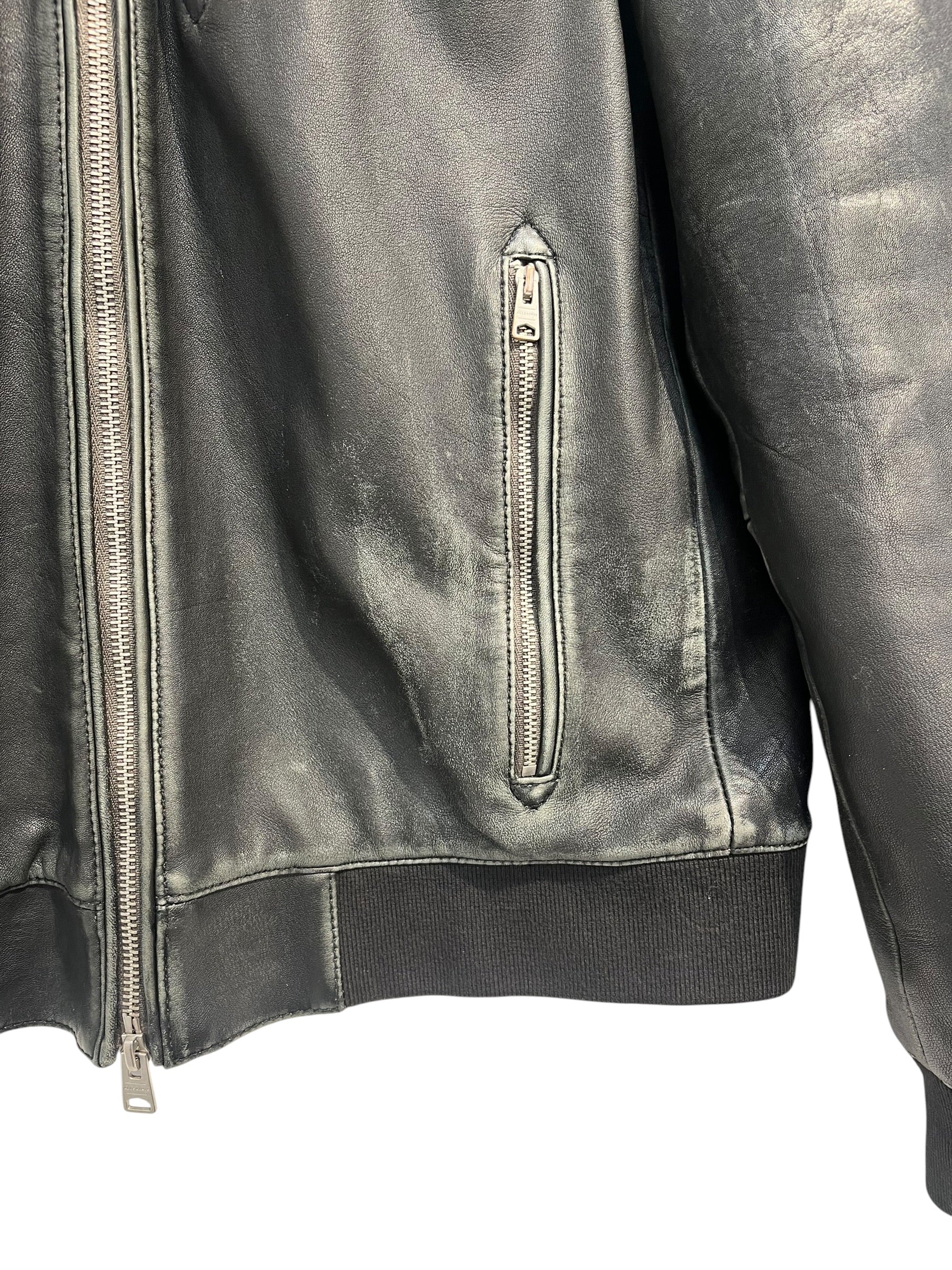 ALLSAINTS/Leather Jkt/M/Leather/BLK/BUILT IN HOODIE view 2