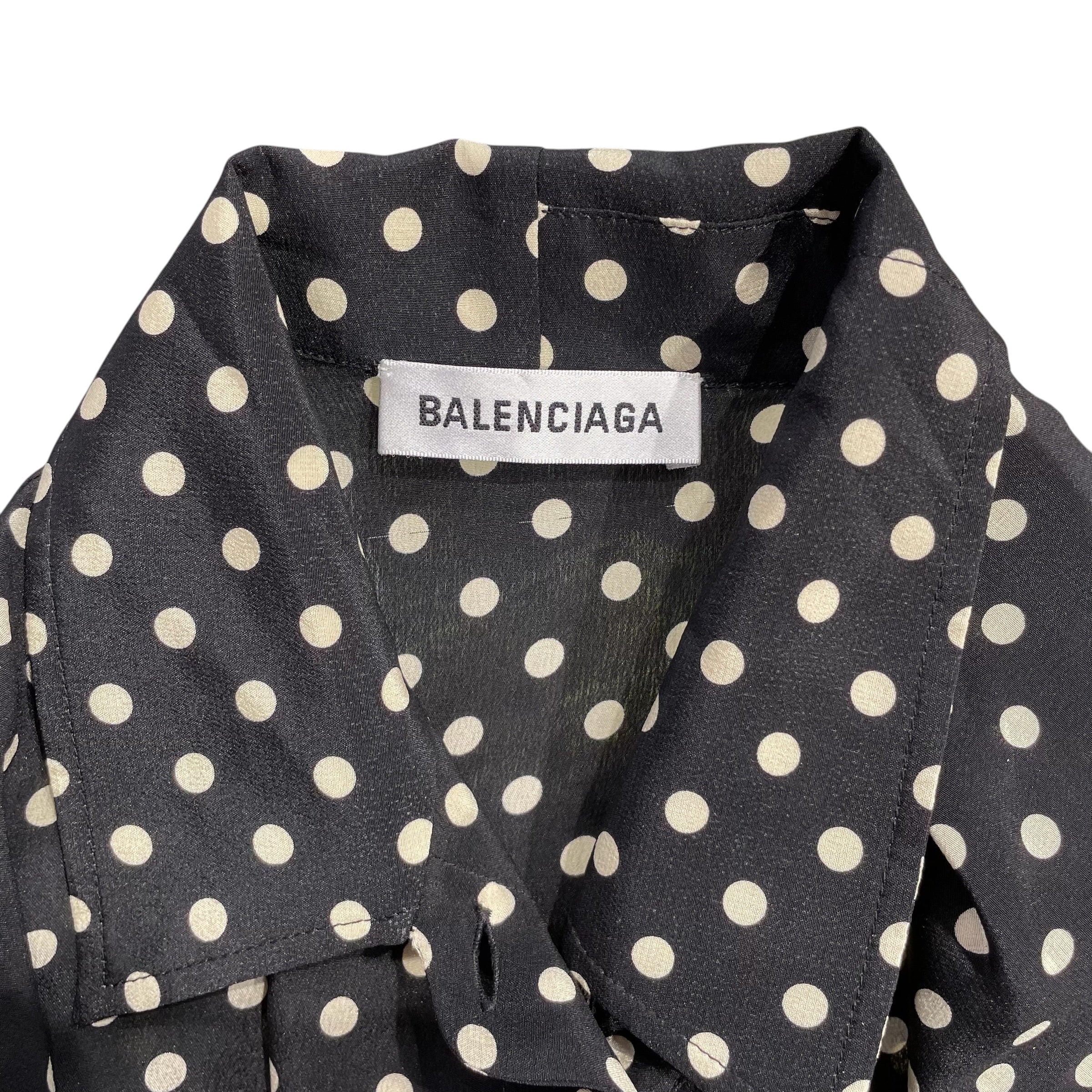 BALENCIAGA/SL Blouse/34/Polka dot/Silk/BLK/2019 WHITE DOT COLLARED ASSYM view 3