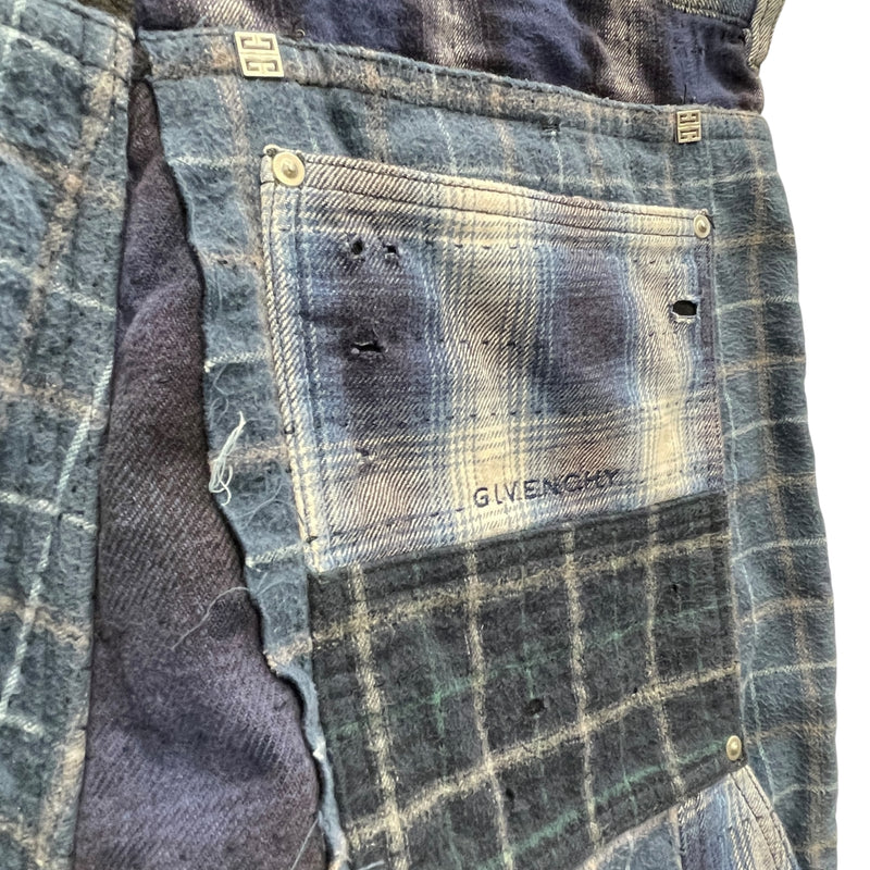 GIVENCHY/Patchwork Checked Wide Leg Double Knee Zip Off Jeans/34