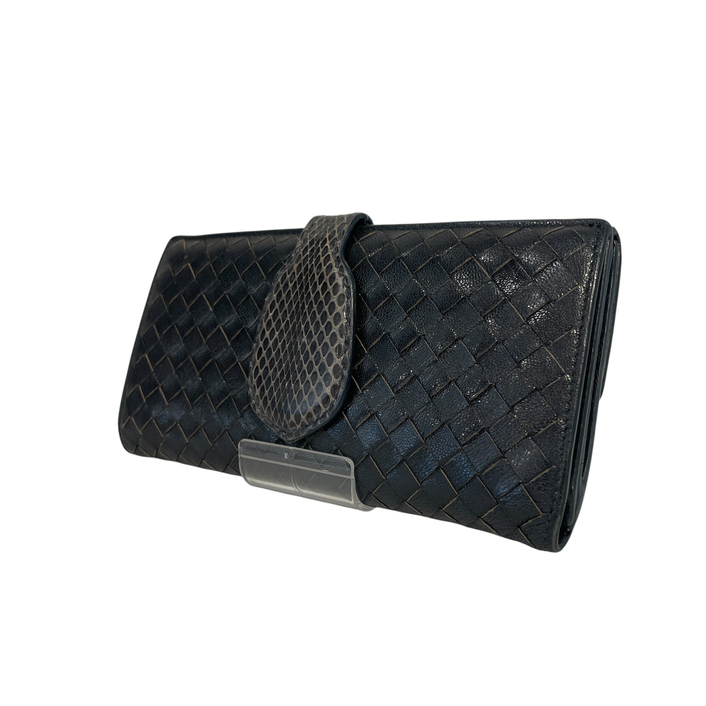 BOTTEGA VENETA/Long Wallet/Leather/BLK/L's/SNAKESKIN CLOSURE, HRY7394 view 1