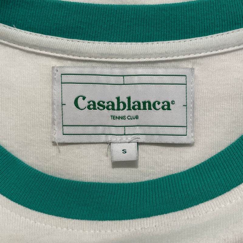 CASABLANCA/T-Shirt/S/Cotton/WHT/GREEN NECK LINE