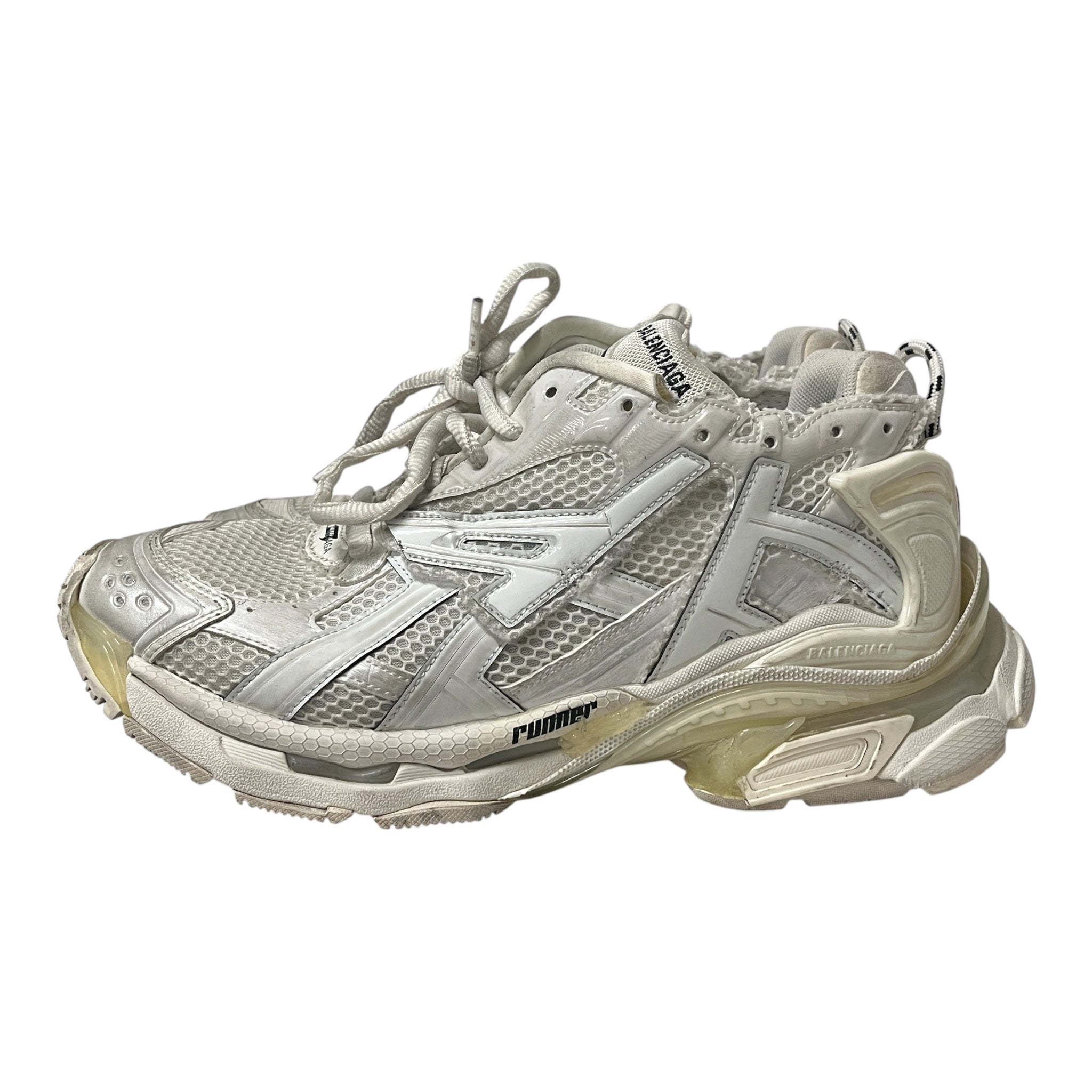BALENCIAGA/Low-Sneakers/US 12/Leather/WHT/RUNNER LOWS view 1